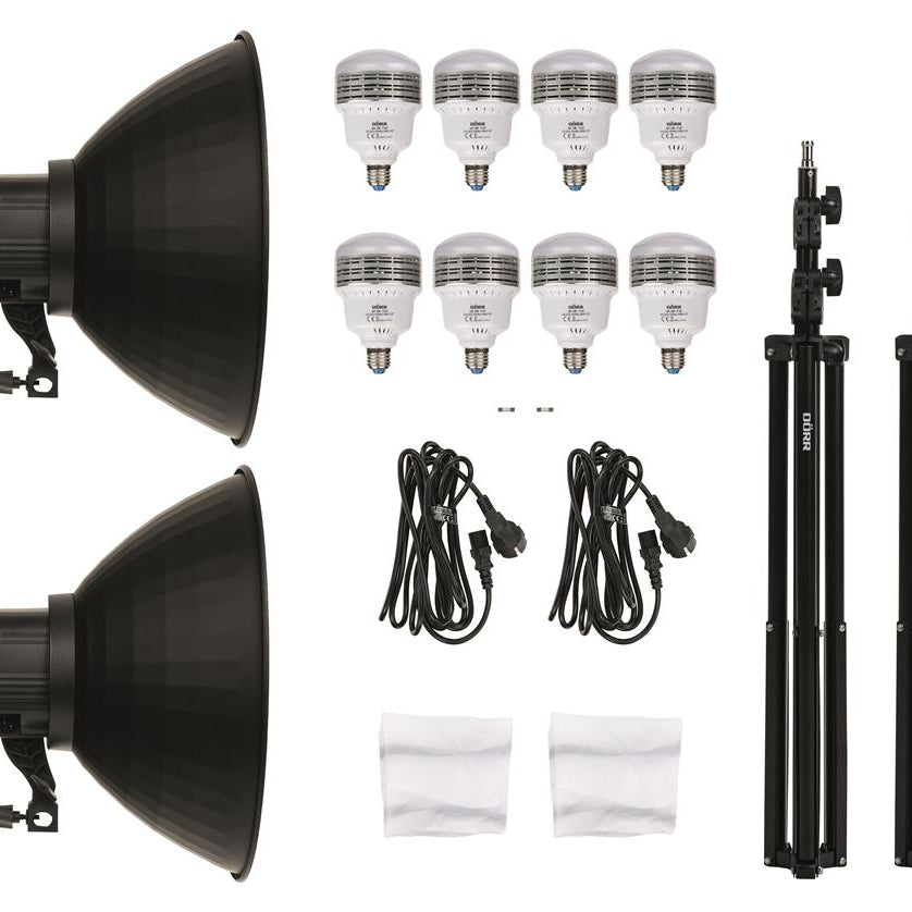 LED Dauerlicht DL-400 – 2 Stück - á 4x25W Birnen