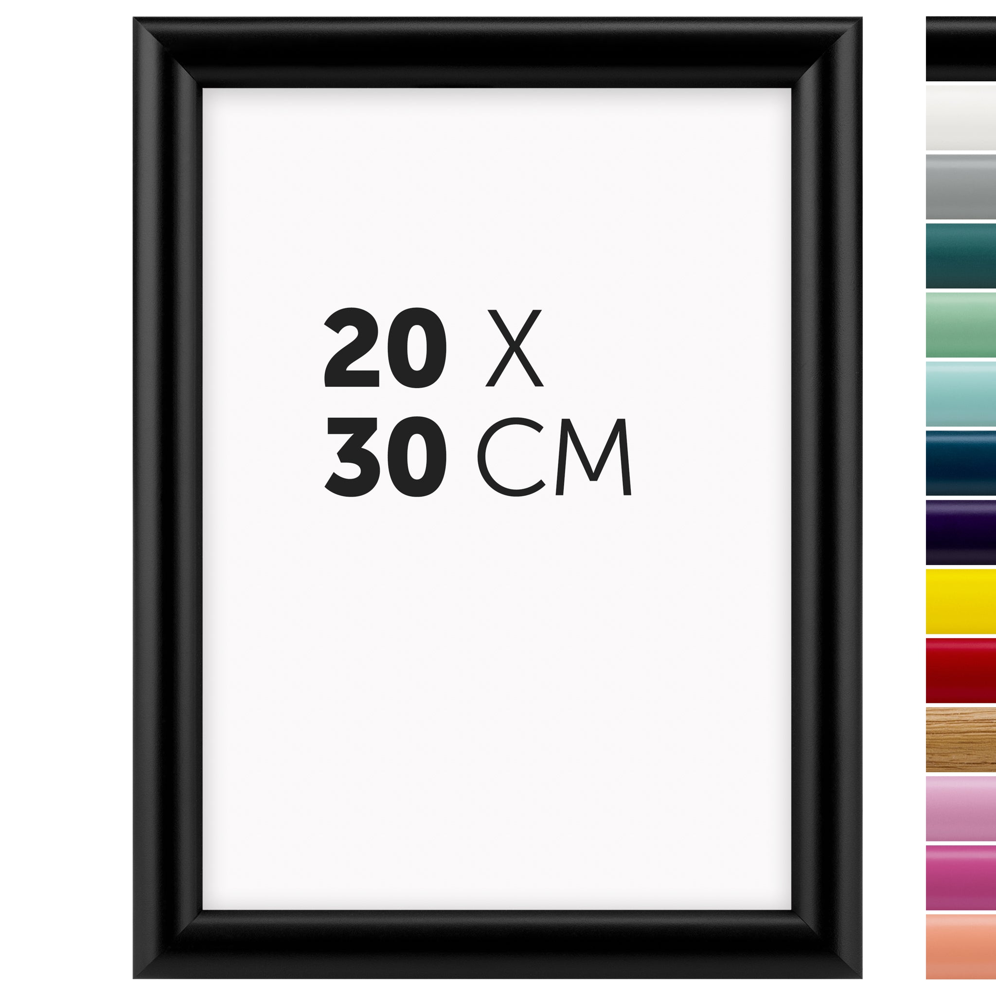 DÖRR Holz-Bilderrahmen Aqua schwarz für 20 x 30 cm, geradlinige, moderne Leiste mit Übersicht der 14 Farbvarianten