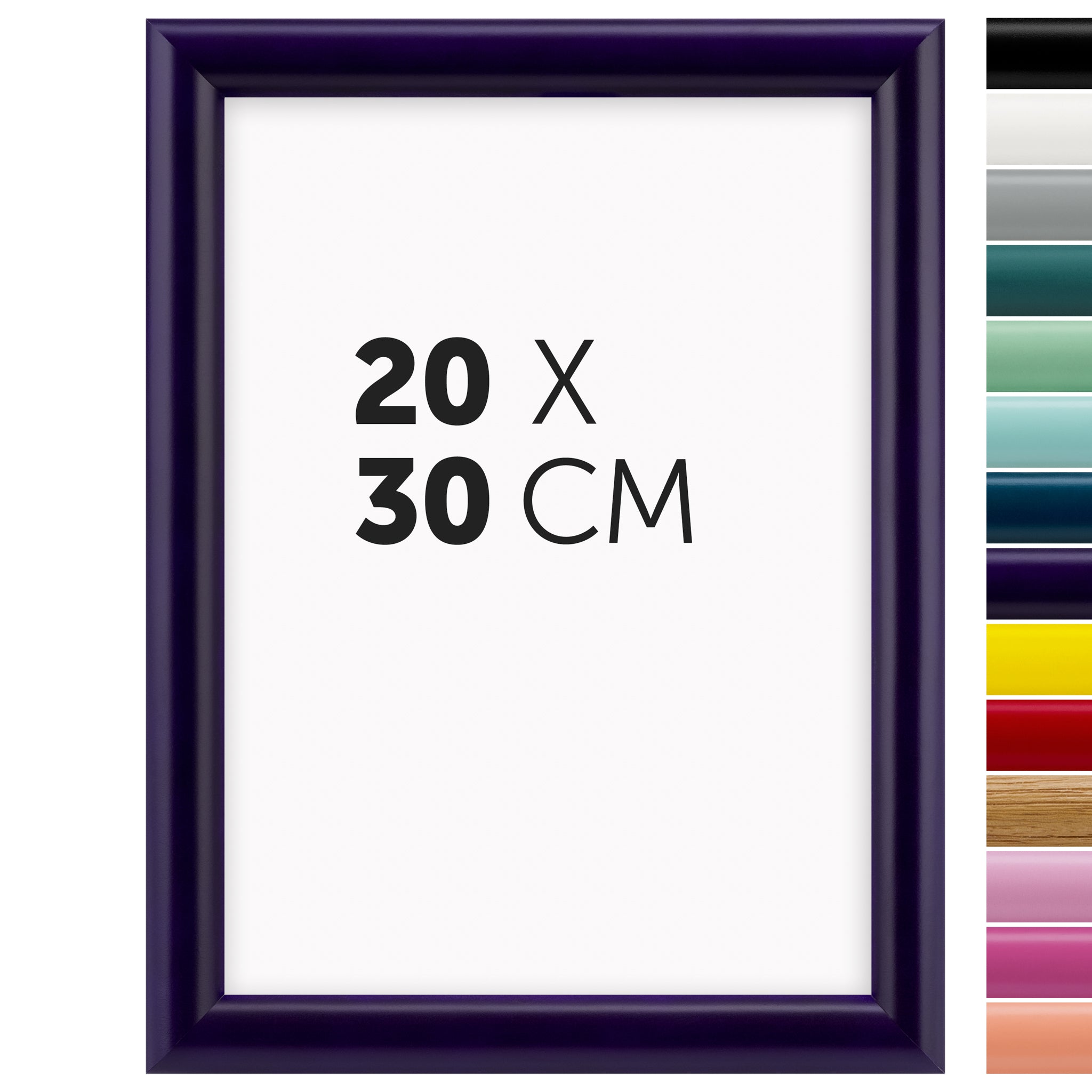 DÖRR Holz-Bilderrahmen Aqua lila für 20 x 30 cm, geradlinige, moderne Leiste mit Übersicht der 14 Farbvarianten