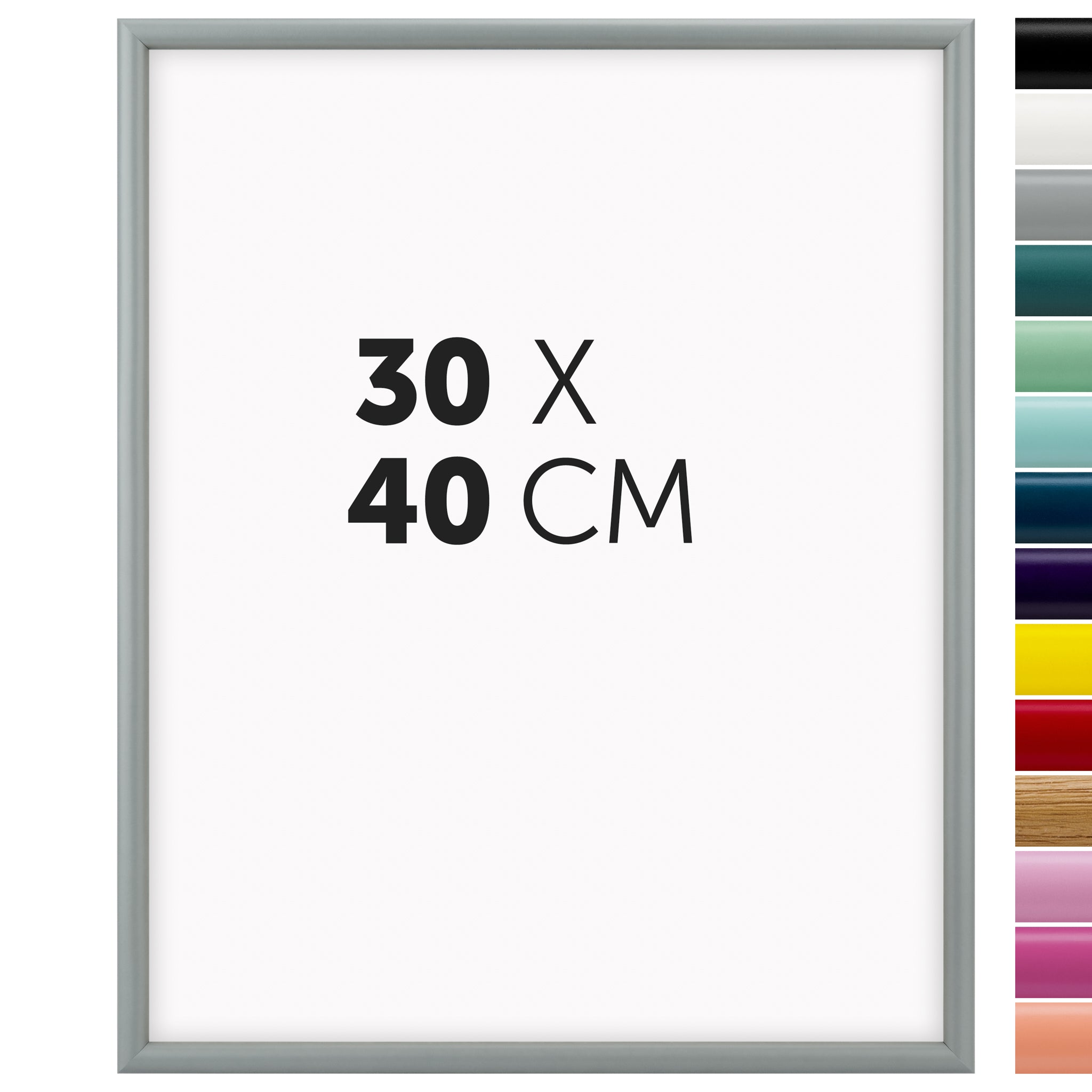 DÖRR Holz-Bilderrahmen Aqua grau für 30 x 40 cm, geradlinige, moderne Leiste mit Übersicht der 14 Farbvarianten