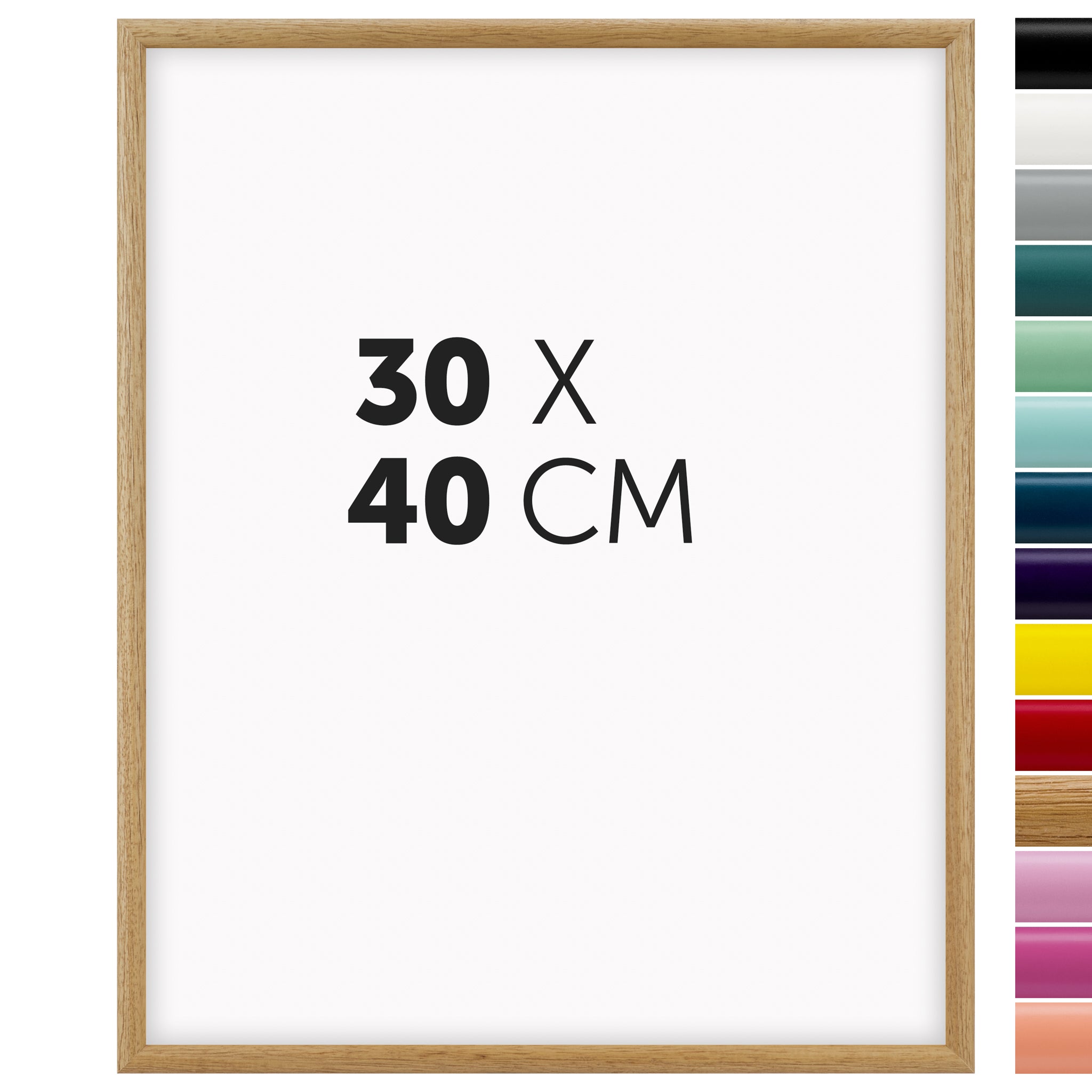 DÖRR Holz-Bilderrahmen Aqua natur für 30 x 40 cm, geradlinige, moderne Leiste mit Übersicht der 14 Farbvarianten