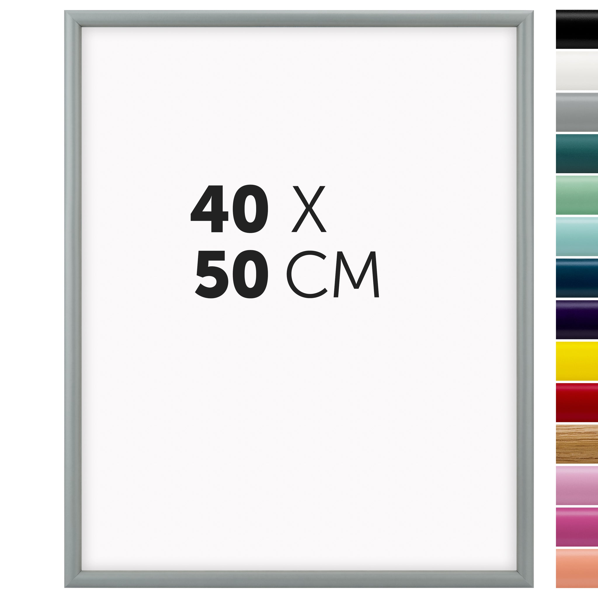 DÖRR Holz-Bilderrahmen Aqua grau für 40 x 50 cm, geradlinige, moderne Leiste mit Übersicht der 14 Farbvarianten