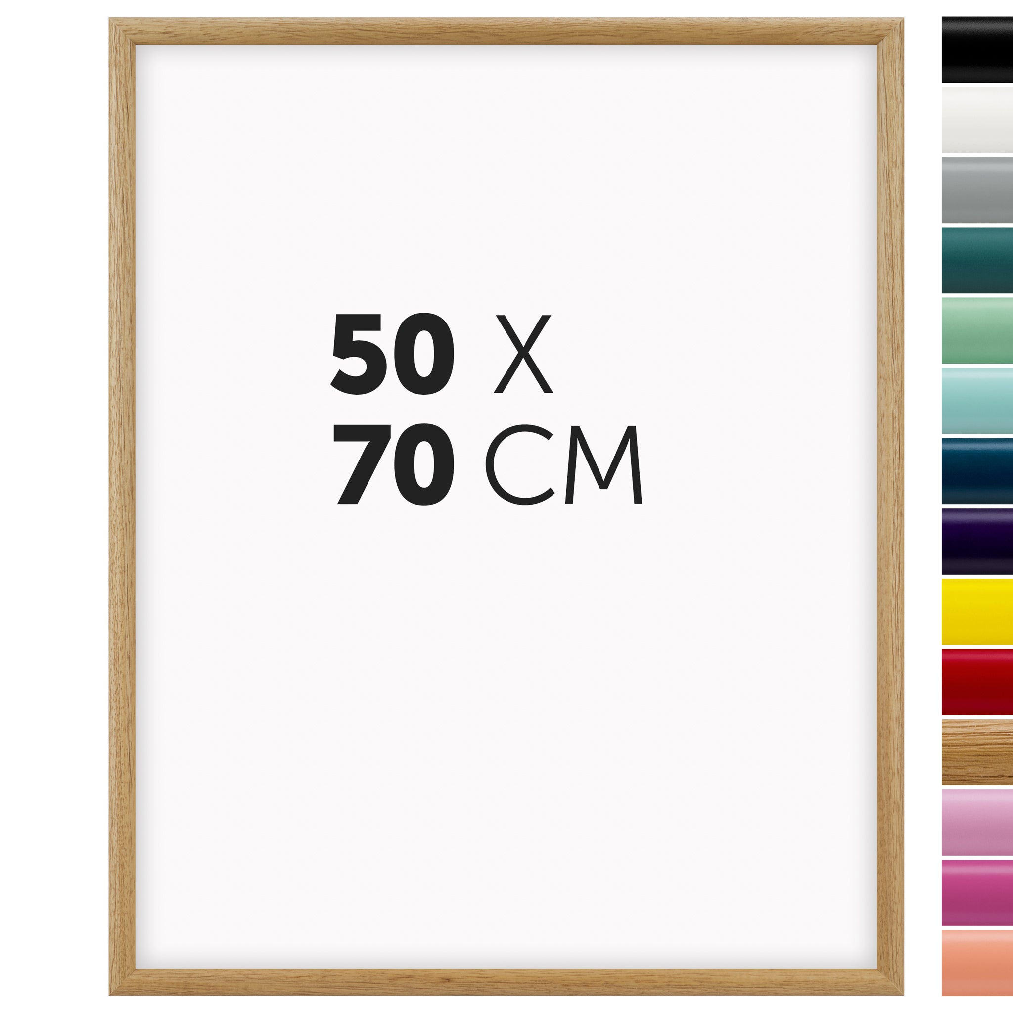 DÖRR Holz-Bilderrahmen Aqua natur für 50 x 70 cm, geradlinige, moderne Leiste mit Übersicht der 14 Farbvarianten