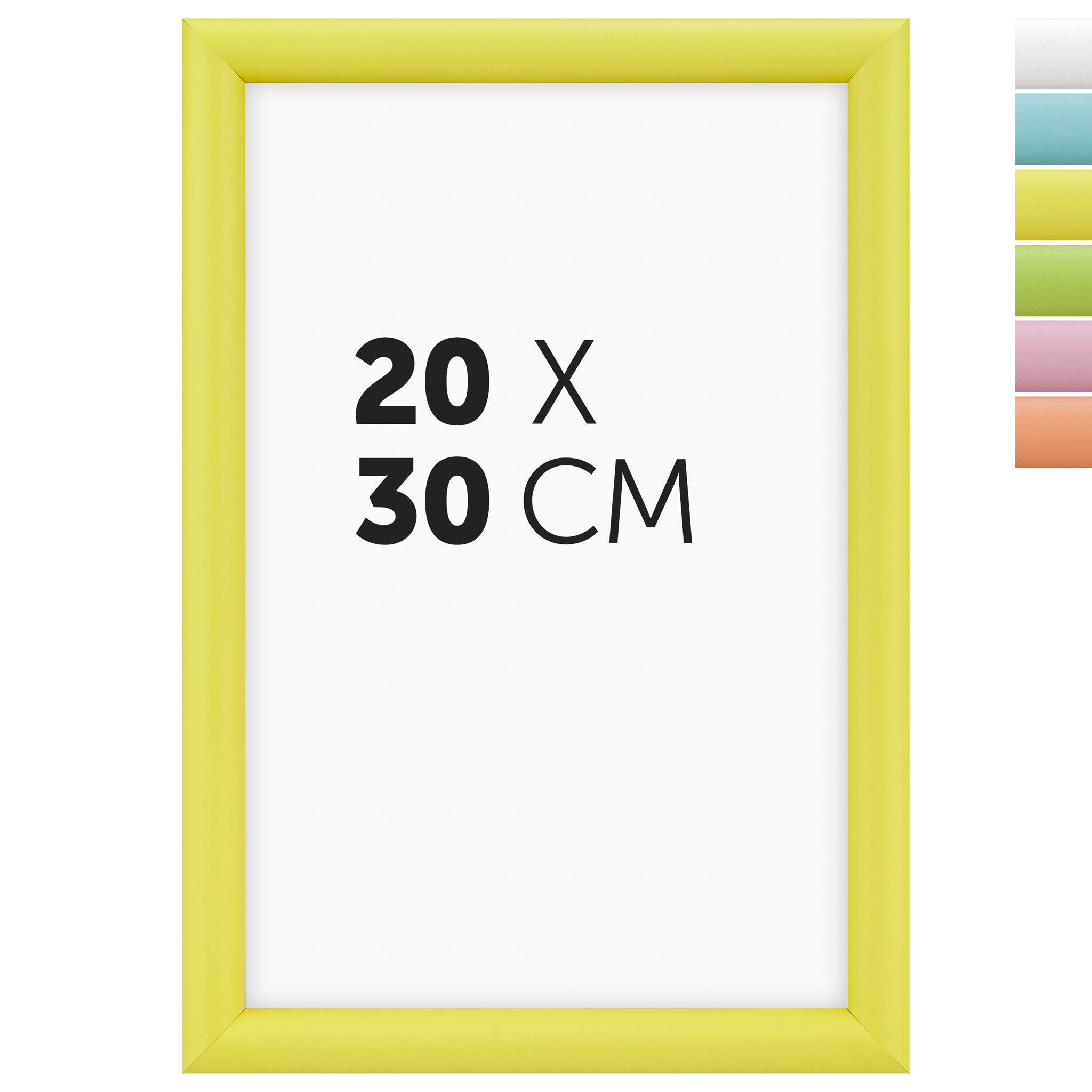 DÖRR Holz-Bilderrahmen Candy gelb 20 x 30 cm mit halbrunder Leiste und Übersicht der sechs Farbvarianten