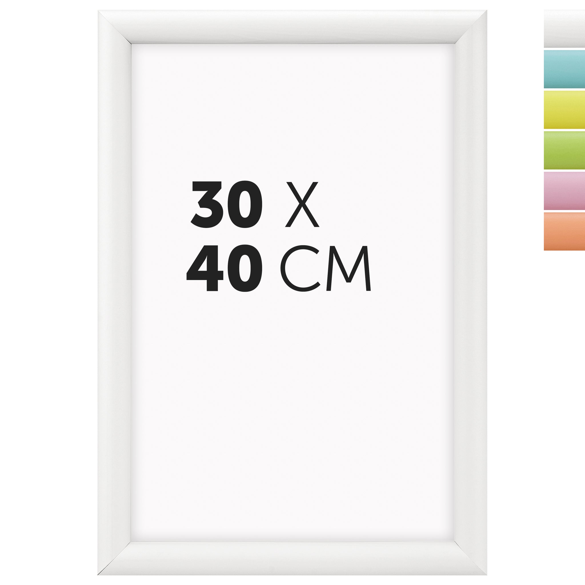 DÖRR Holz-Bilderrahmen Candy weiß 30 x 40 cm mit halbrunder Leiste und Übersicht der sechs Farbvarianten