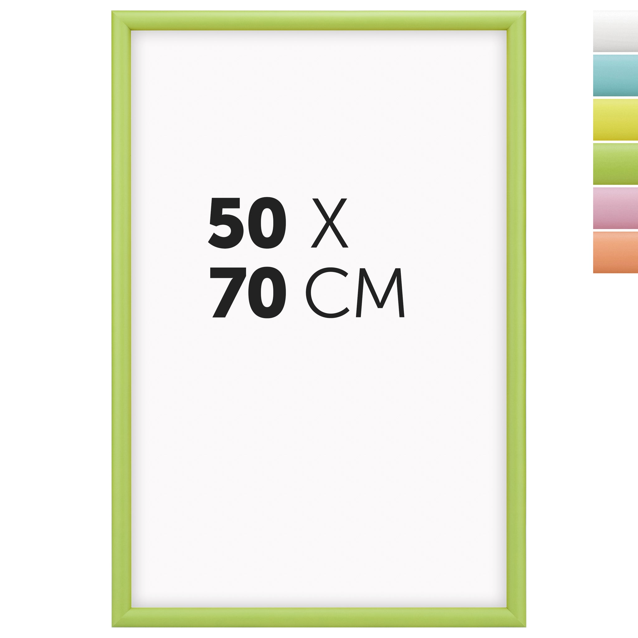 DÖRR Holz-Bilderrahmen Candy grün 50 x 70 cm mit halbrunder Leiste und Übersicht der sechs Farbvarianten