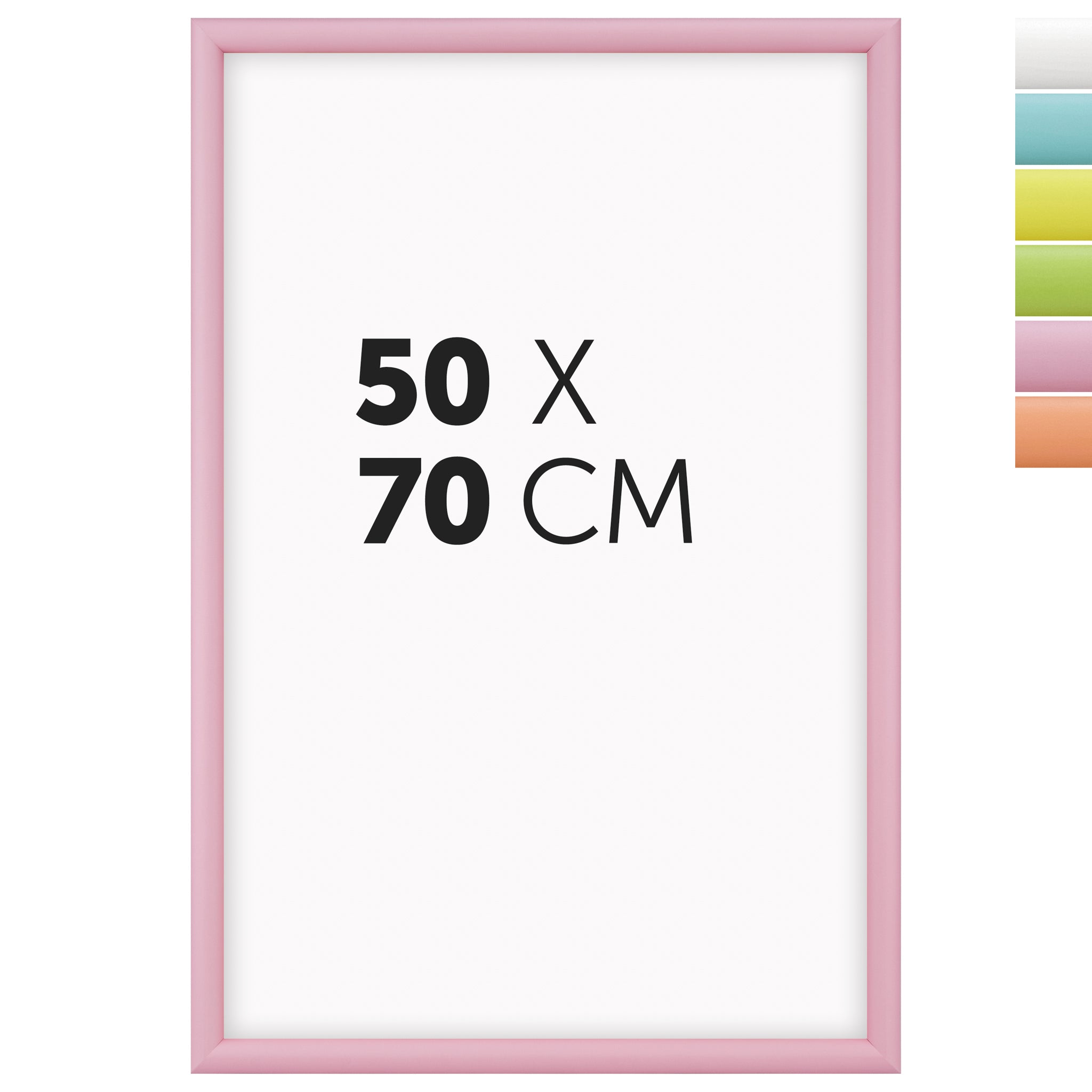 DÖRR Holz-Bilderrahmen Candy pink 50 x 70 cm mit halbrunder Leiste und Übersicht der sechs Farbvarianten