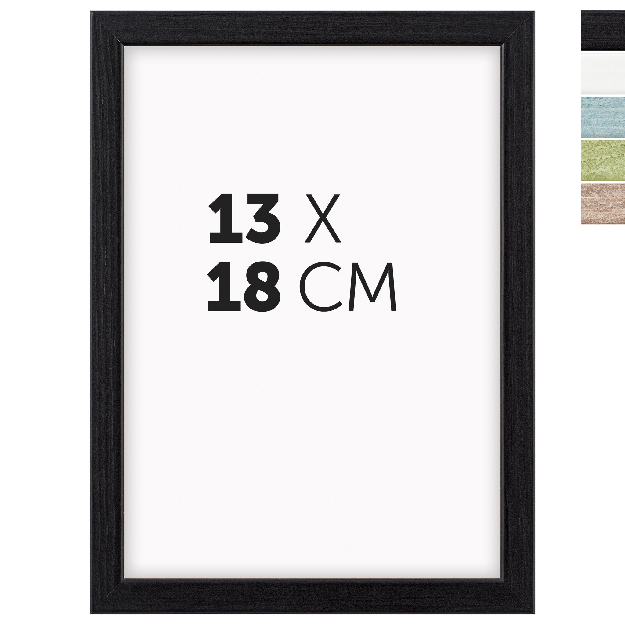 DÖRR Echtholz-Bilderrahmen Woody in Schwarz 13 x 18 cm mit schmaler Leiste, inklusive Darstellung der 5 Farbvarianten