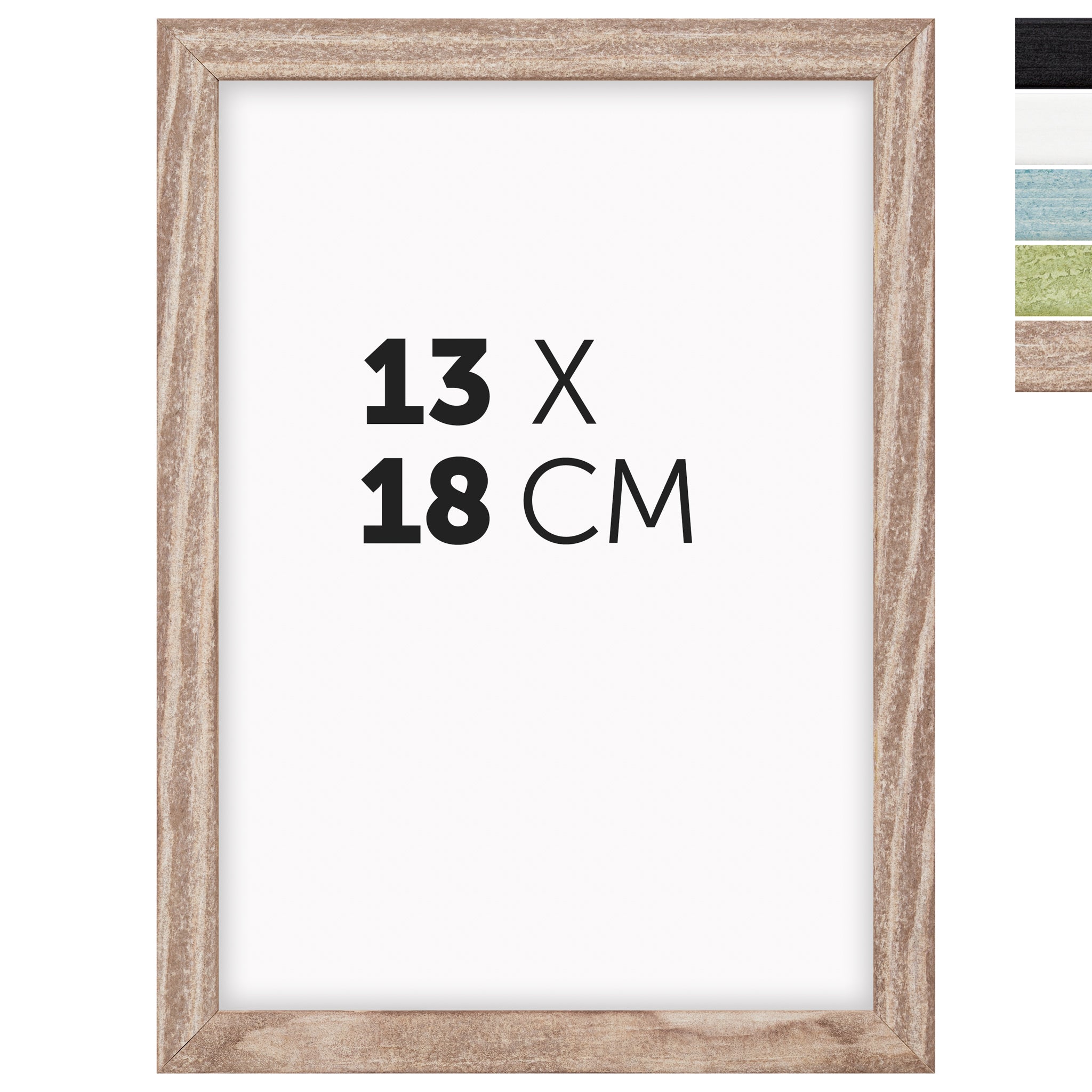 DÖRR Echtholz-Bilderrahmen Woody in Braun 13 x 18 cm mit schmaler Leiste, inklusive Darstellung der 5 Farbvarianten