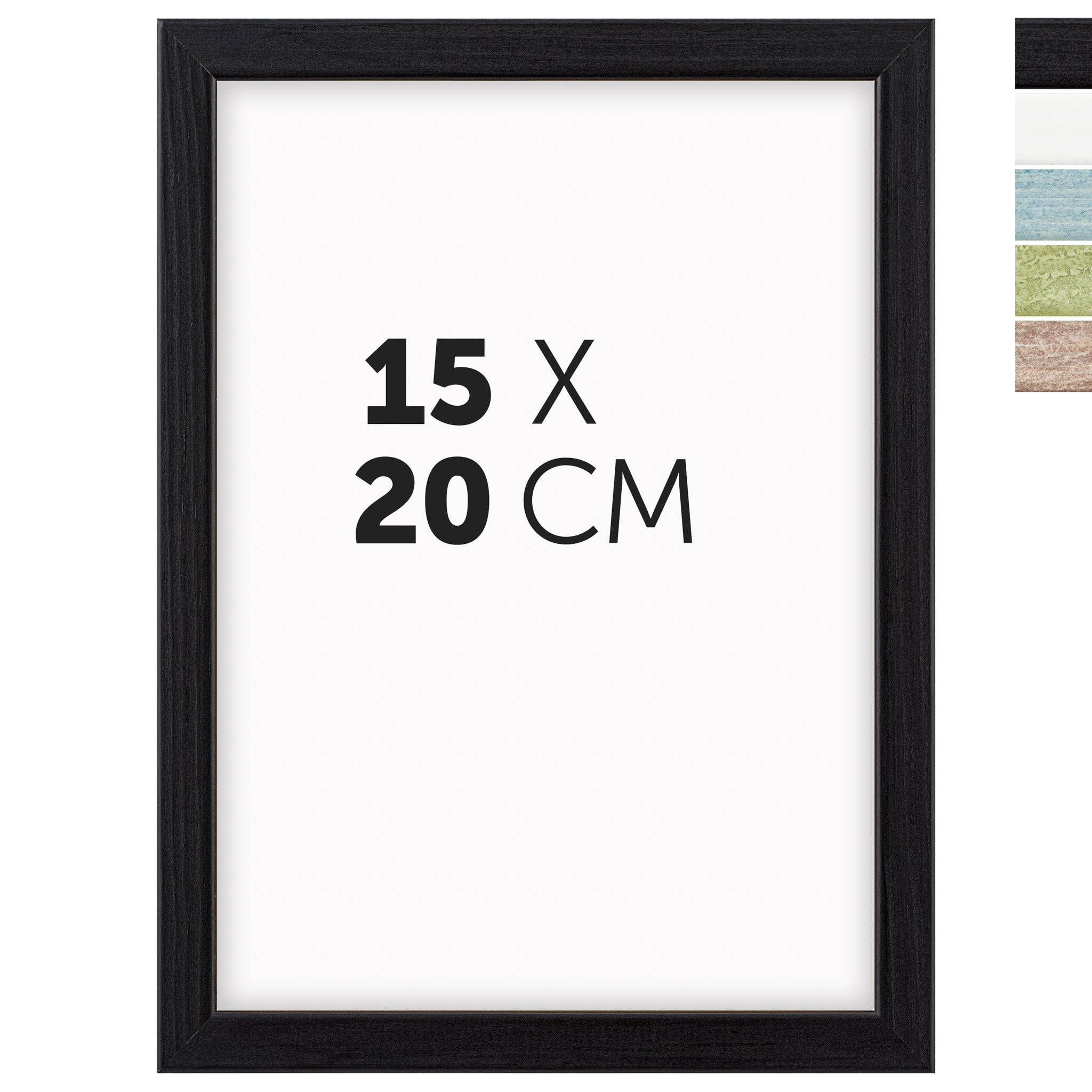 DÖRR Echtholz-Bilderrahmen Woody in Schwarz 15 x 20 cm mit schmaler Leiste, inklusive Darstellung der 5 Farbvarianten