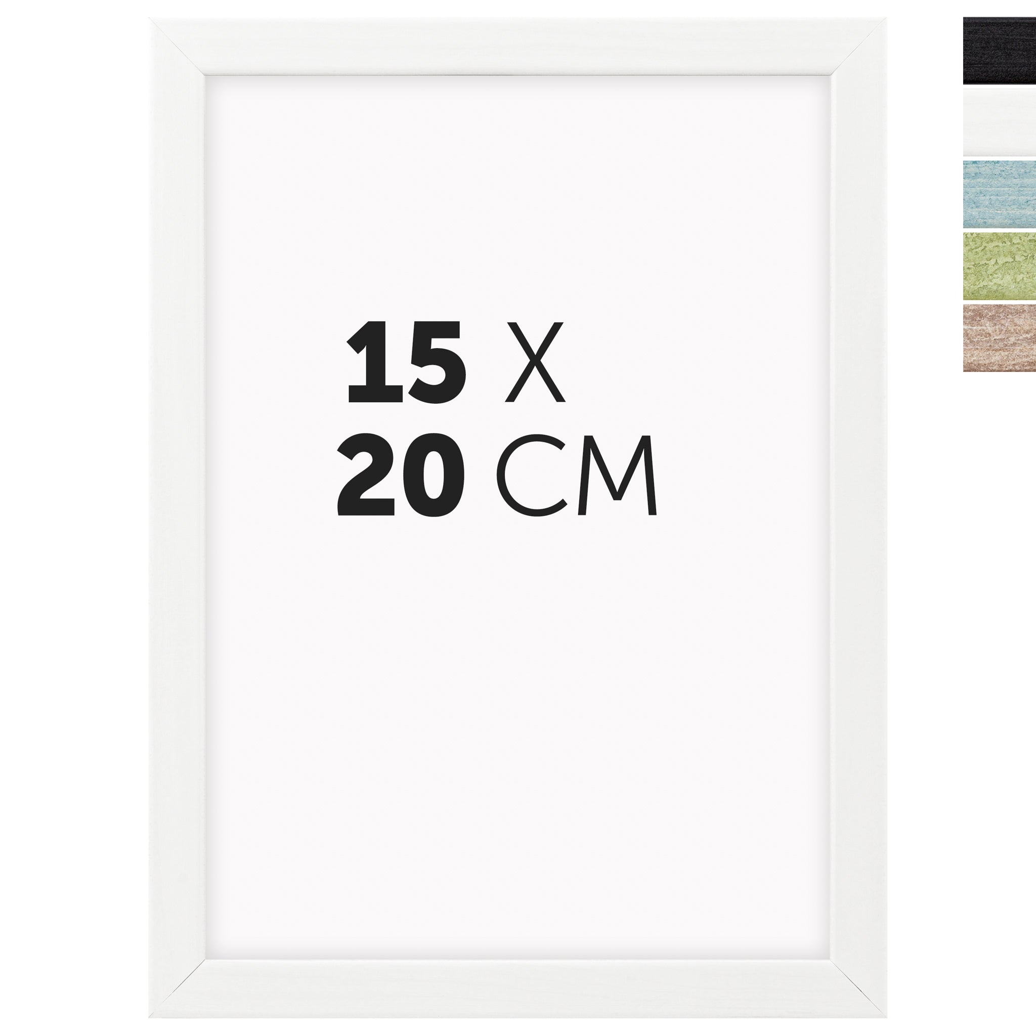 DÖRR Echtholz-Bilderrahmen Woody in Weiß 15 x 20 cm mit schmaler Leiste, inklusive Darstellung der 5 Farbvarianten