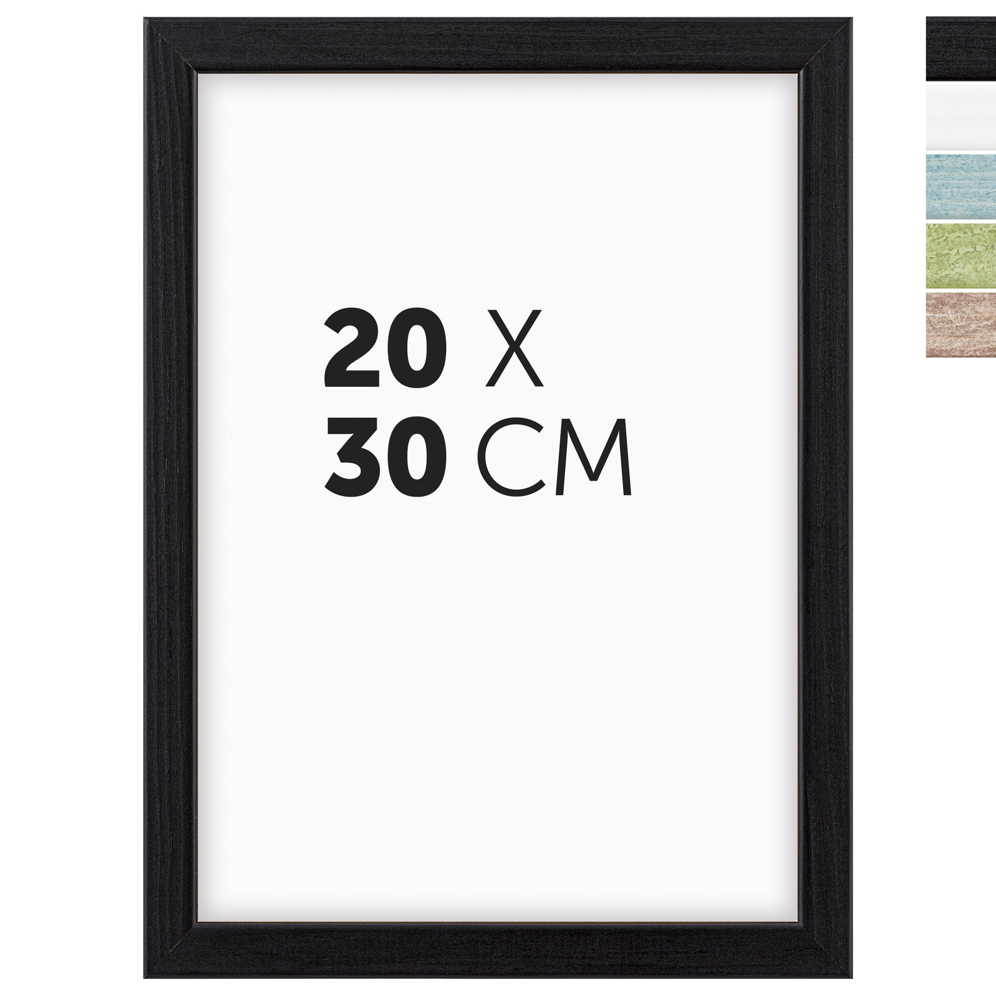 DÖRR Echtholz-Bilderrahmen Woody in Schwarz 20 x 30 cm mit schmaler Leiste, inklusive Darstellung der 5 Farbvarianten