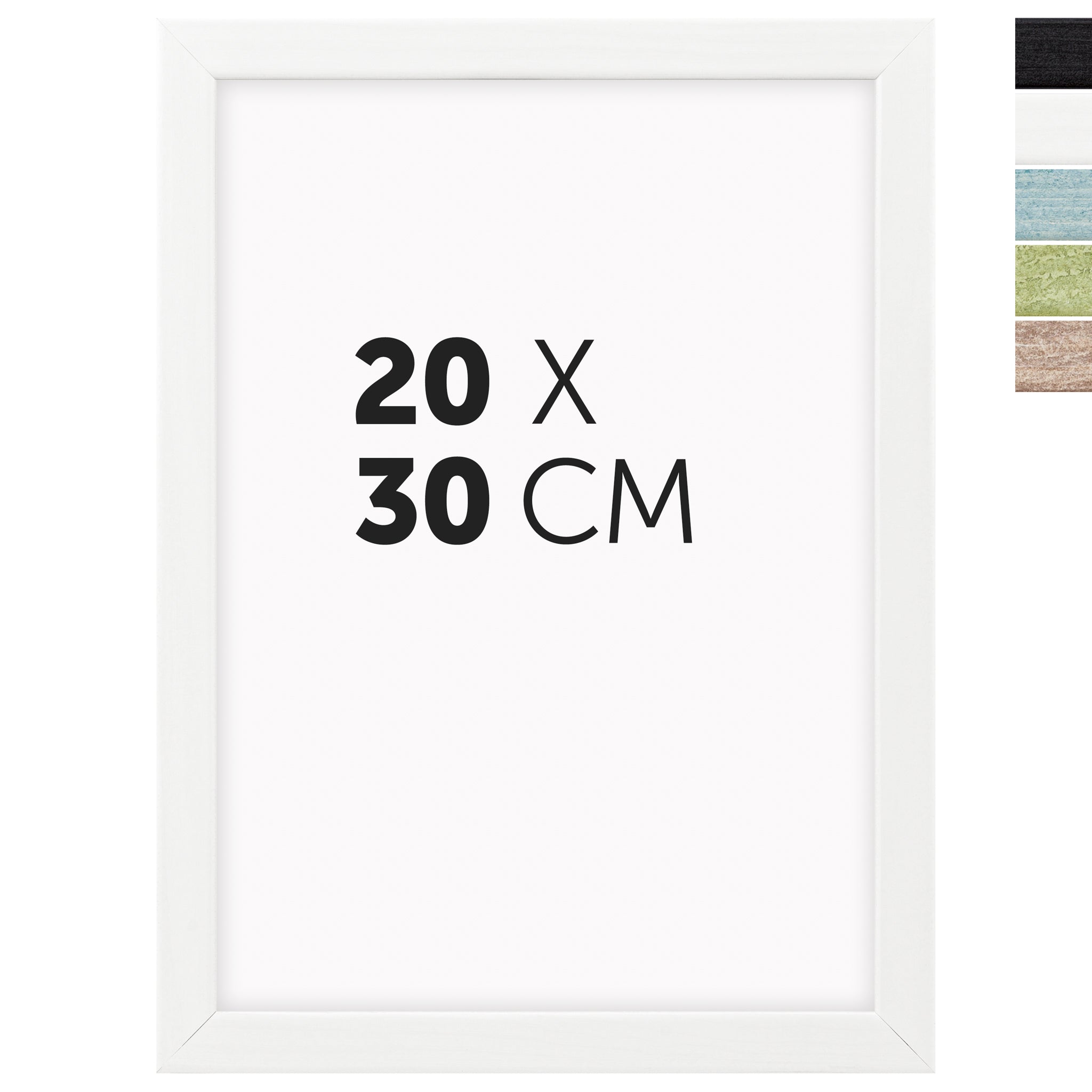 DÖRR Echtholz-Bilderrahmen Woody in Weiß 20 x 30 cm mit schmaler Leiste, inklusive Darstellung der 5 Farbvarianten