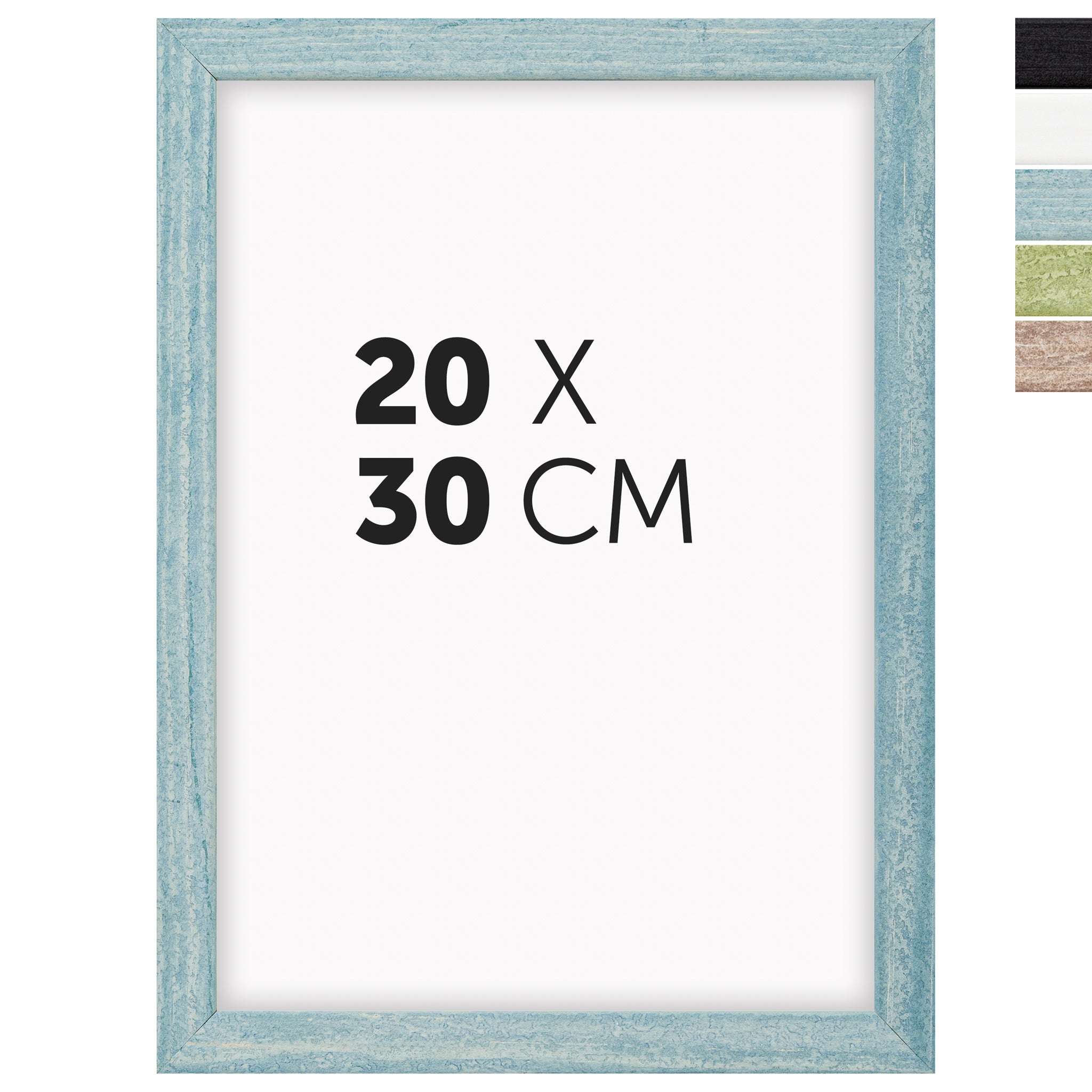 DÖRR Echtholz-Bilderrahmen Woody in Hellblau 20 x 30 cm mit schmaler Leiste, inklusive Darstellung der 5 Farbvarianten