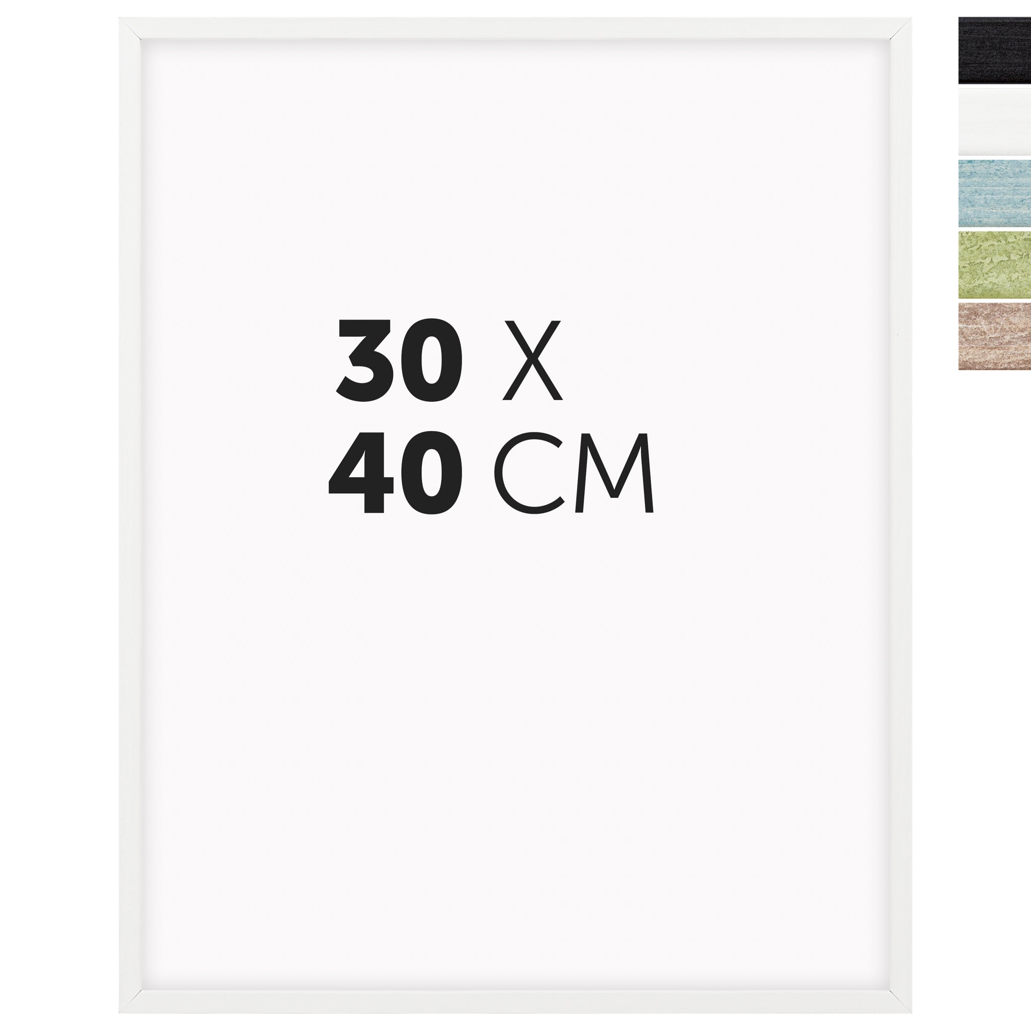 DÖRR Echtholz-Bilderrahmen Woody in Weiß 30 x 40 cm mit schmaler Leiste, inklusive Darstellung der 5 Farbvarianten