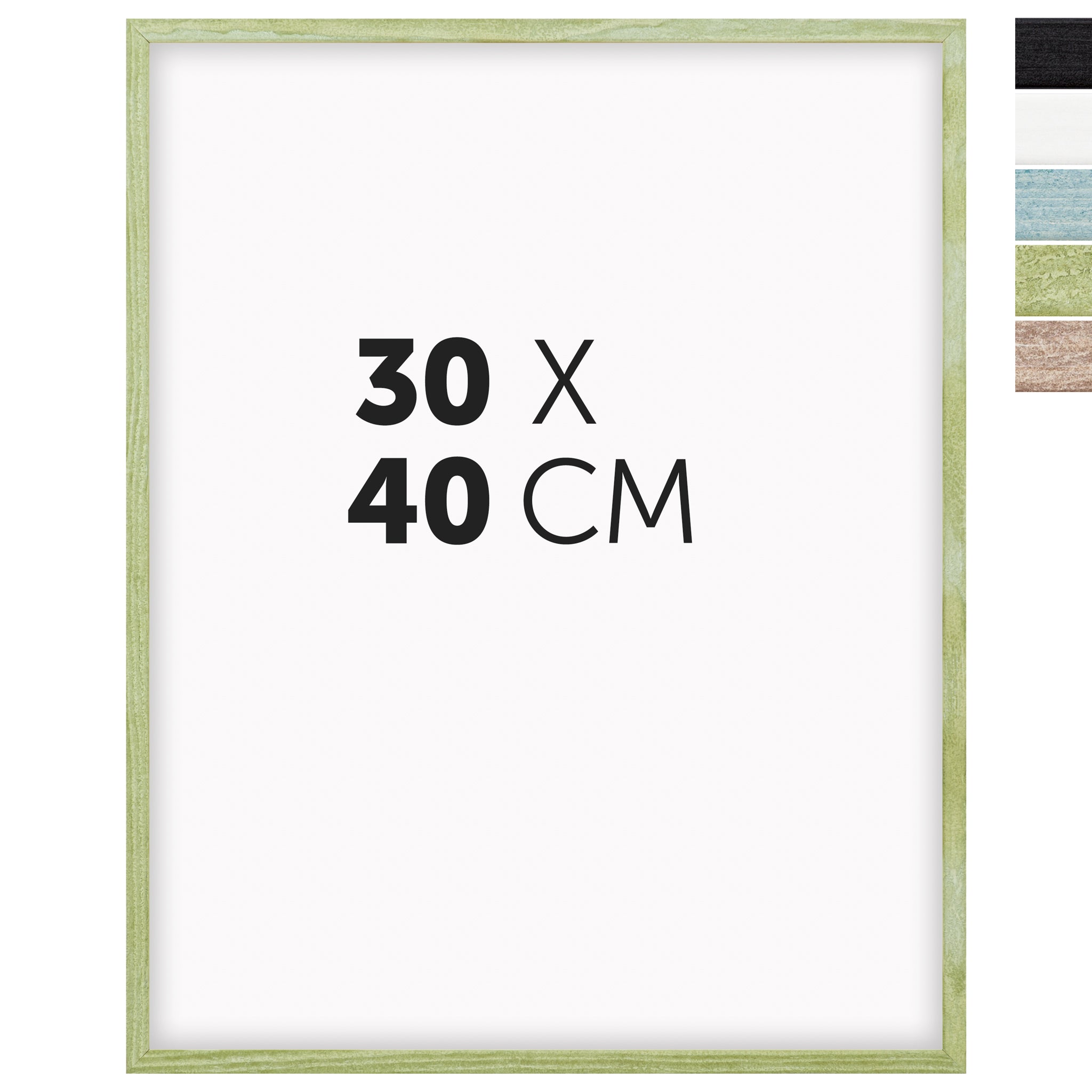 DÖRR Echtholz-Bilderrahmen Woody in Grün 30 x 40 cm mit schmaler Leiste, inklusive Darstellung der 5 Farbvarianten