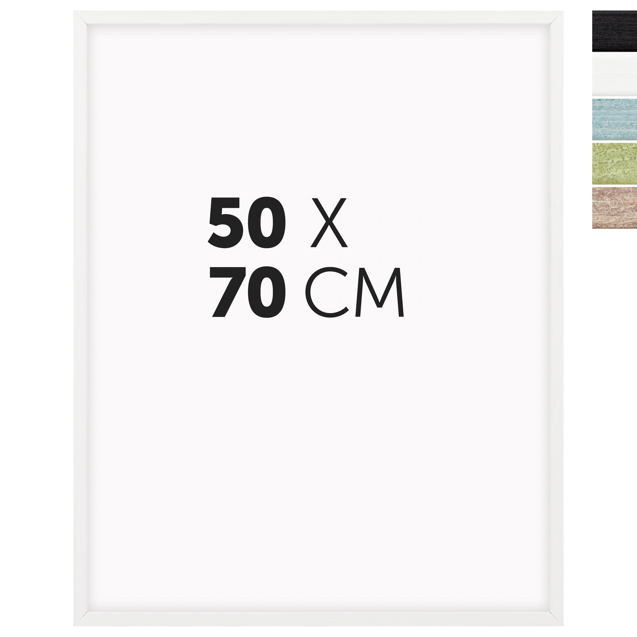 DÖRR Echtholz-Bilderrahmen Woody in Weiß 50 x 70 cm mit schmaler Leiste, inklusive Darstellung der 5 Farbvarianten