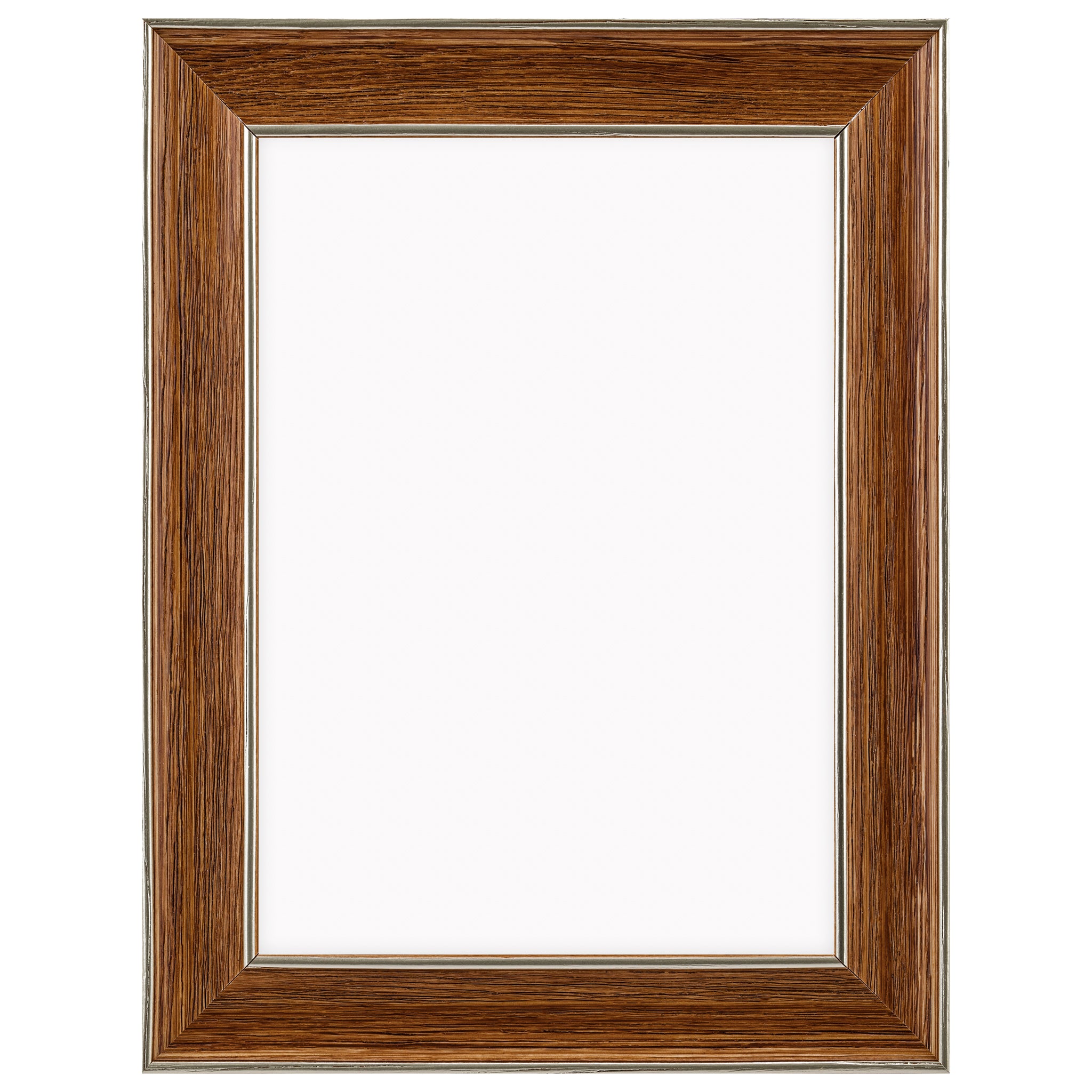 DÖRR Echtholz-Bilderrahmen Aristo in Braun mit breiter Leiste, goldener Innen- und Außenkante und Acrylscheibe, frontal