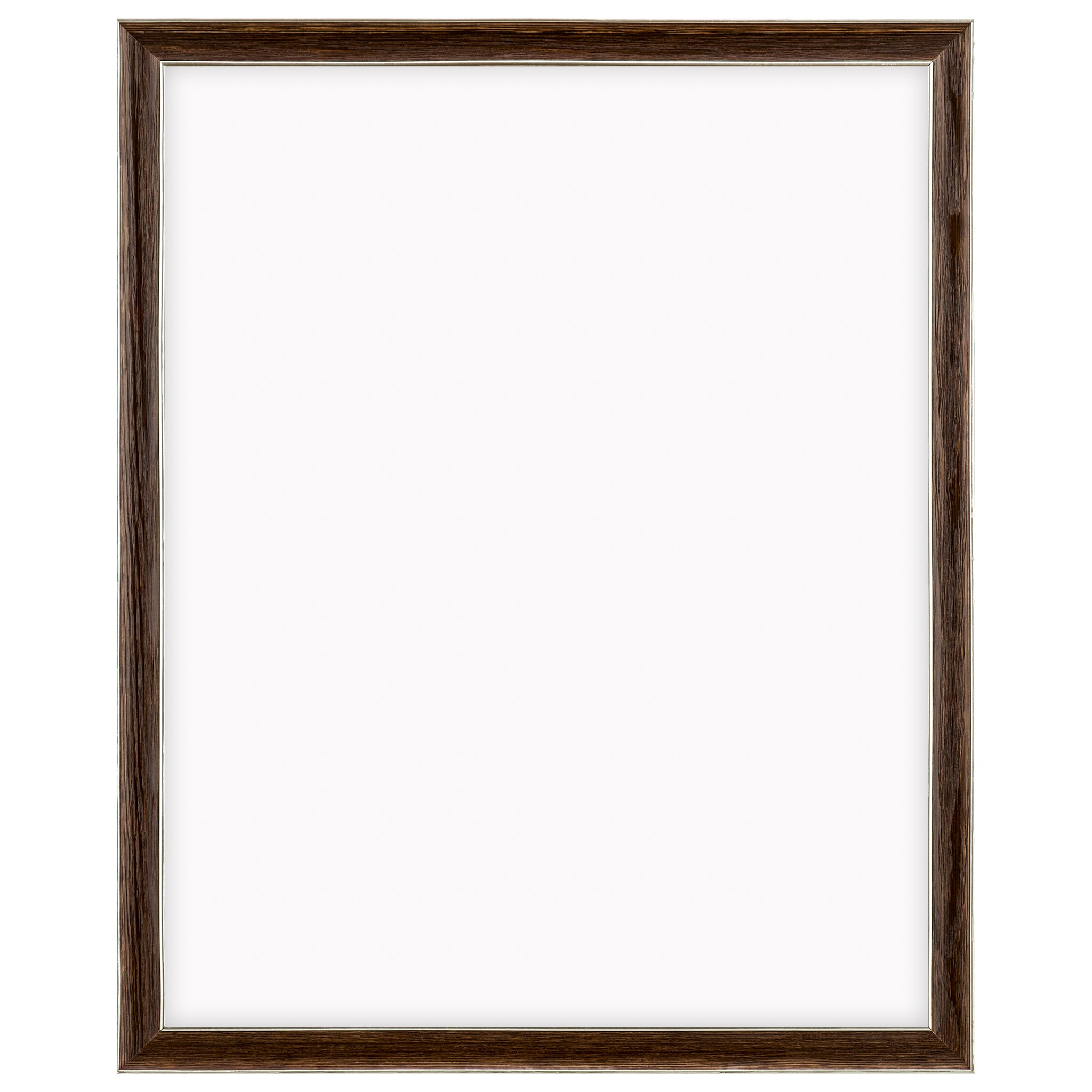 DÖRR Echtholz-Bilderrahmen Aristo in Dunkelbraun mit breiter Leiste, goldener Innen- und Außenkante und Acrylscheibe, frontal