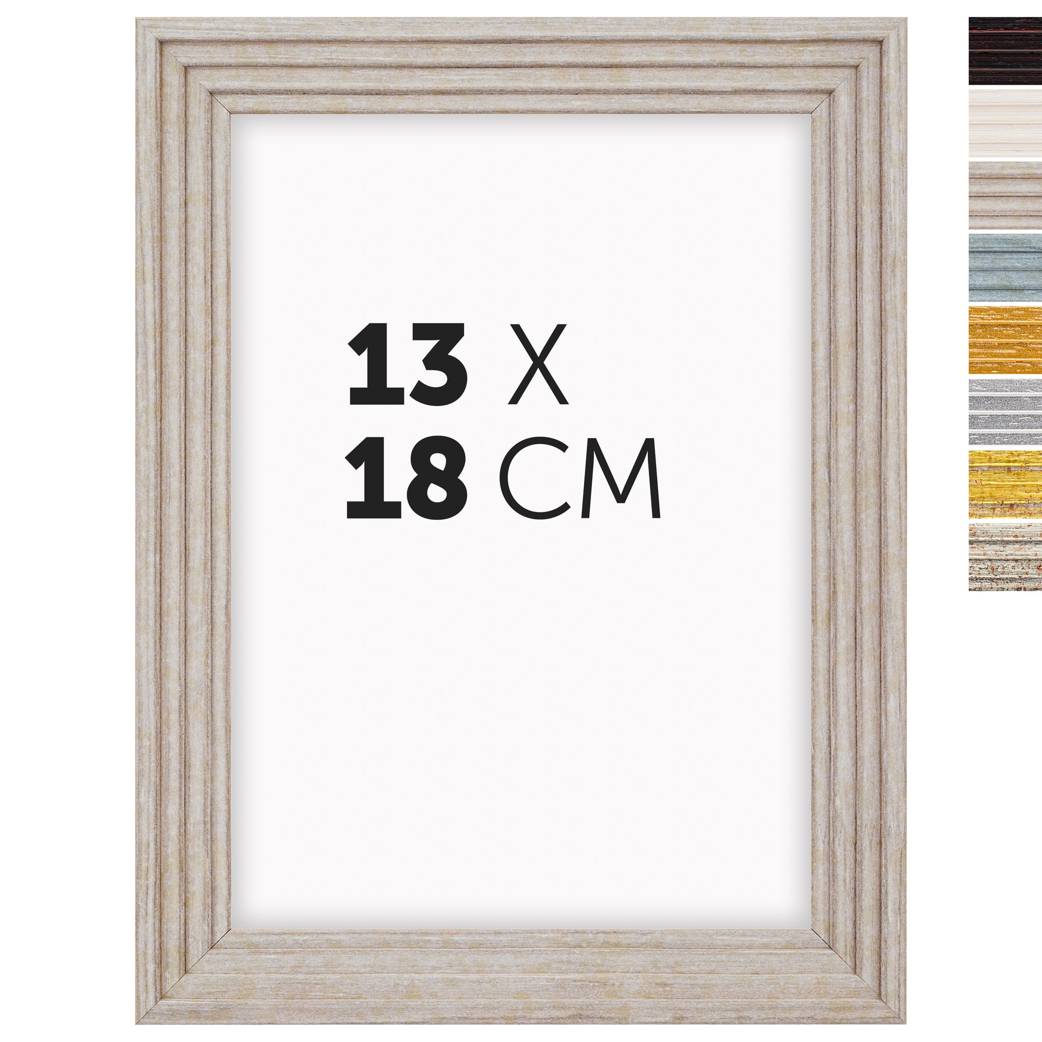 DÖRR Echtholz-Bilderrahmen Aurora in Beige 13 x 18 cm mit Stufenprofil, mit Darstellung der 8 Farbvarianten