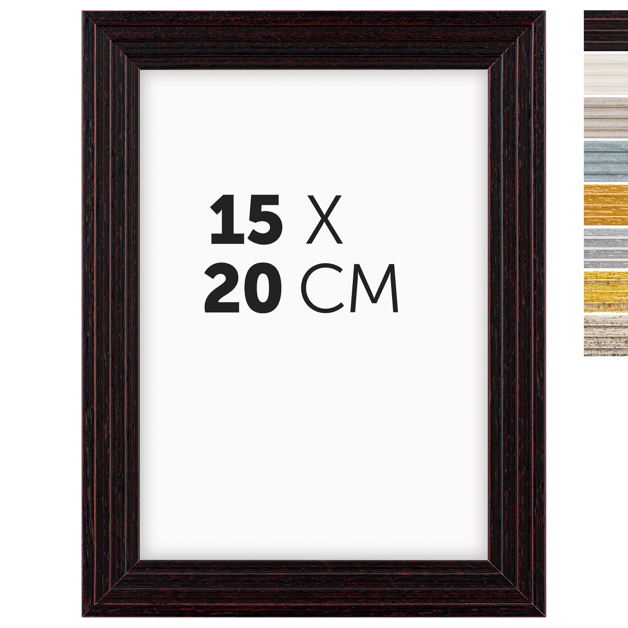 DÖRR Echtholz-Bilderrahmen Aurora in Schwarz 15 x 20 cm mit Stufenprofil, mit Darstellung der 8 Farbvarianten