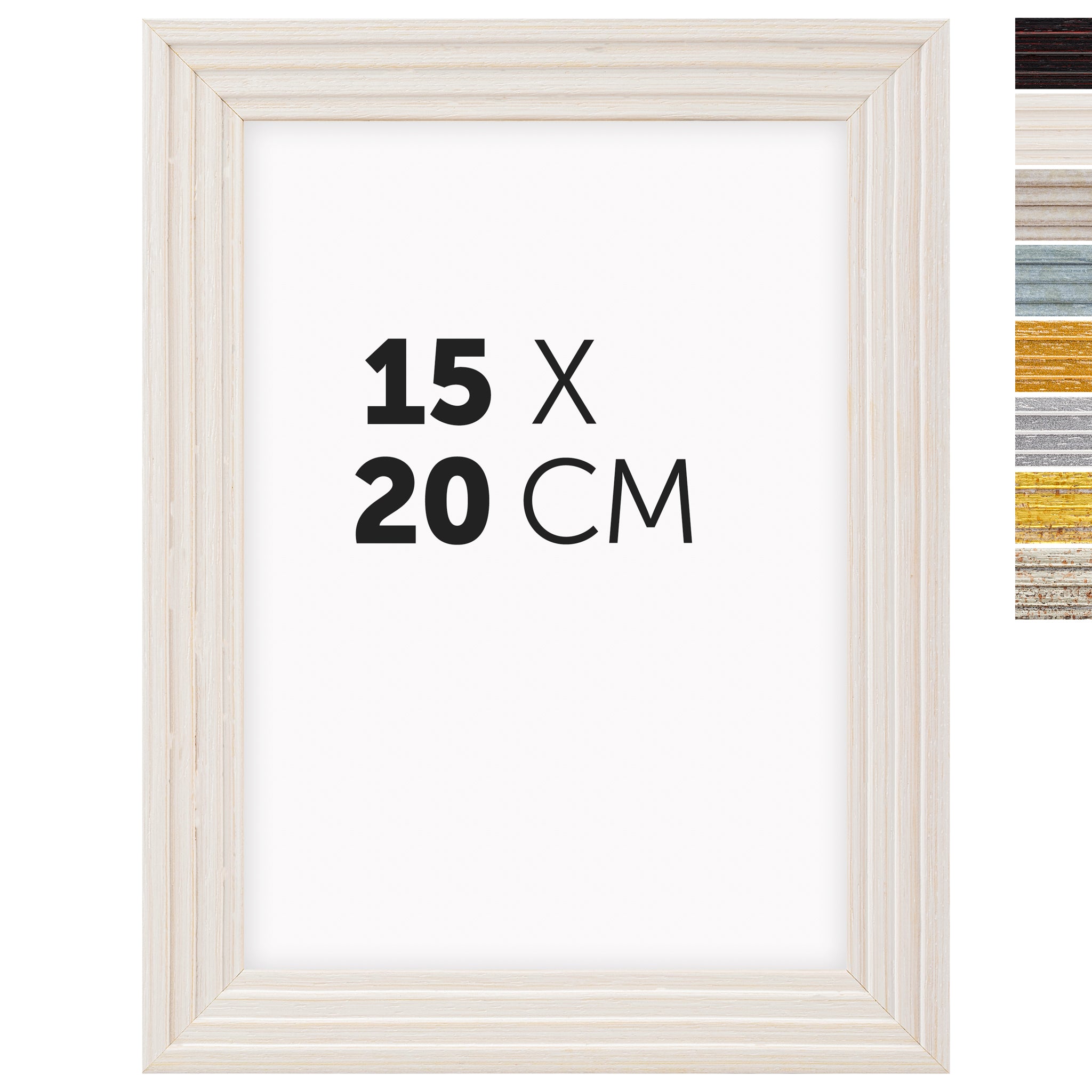 DÖRR Echtholz-Bilderrahmen Aurora in Weiß 15 x 20 cm mit Stufenprofil, mit Darstellung der 8 Farbvarianten