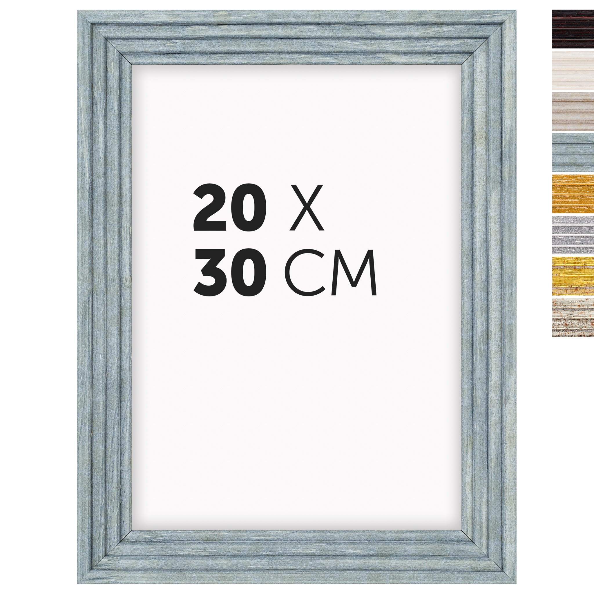 DÖRR Echtholz-Bilderrahmen Aurora in Hellblau 20 x 30 cm mit Stufenprofil, mit Darstellung der 8 Farbvarianten