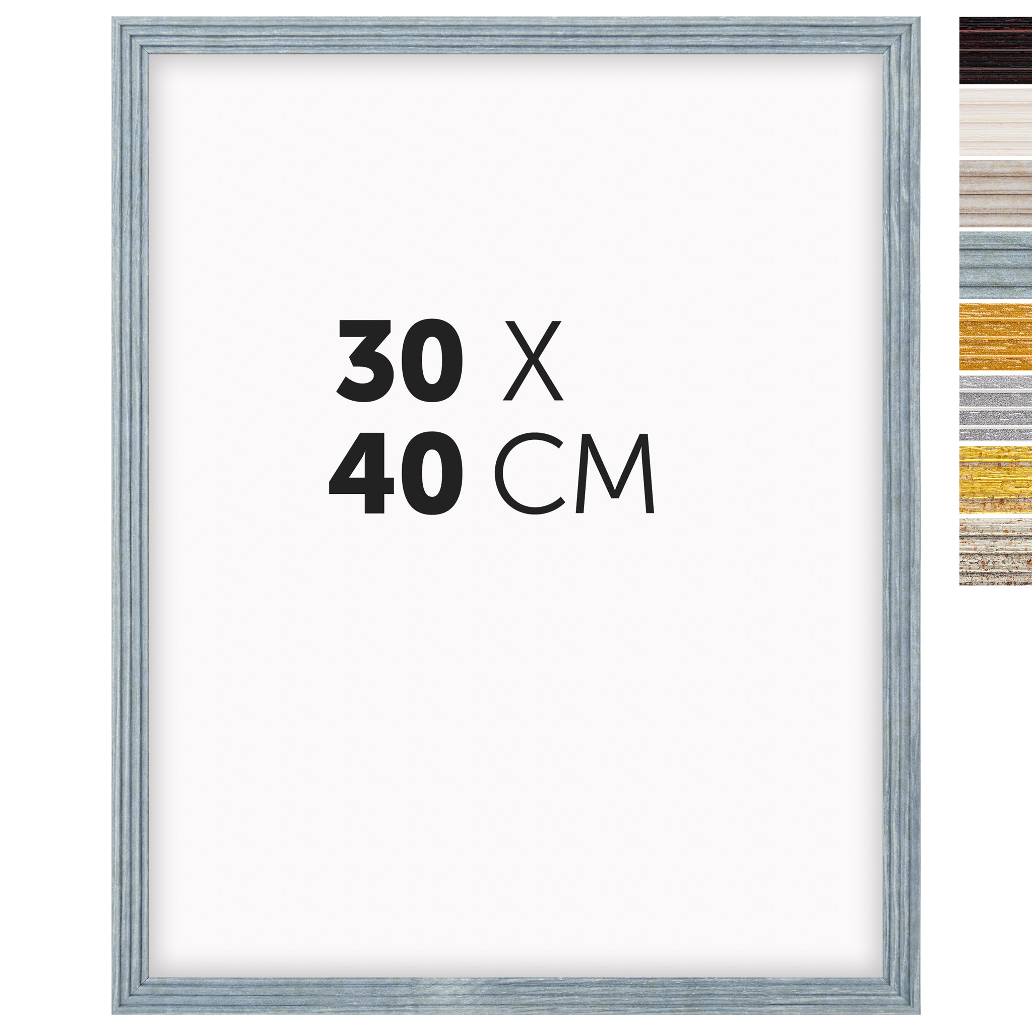 DÖRR Echtholz-Bilderrahmen Aurora in Hellblau 30 x 40 cm mit Stufenprofil, mit Darstellung der 8 Farbvarianten