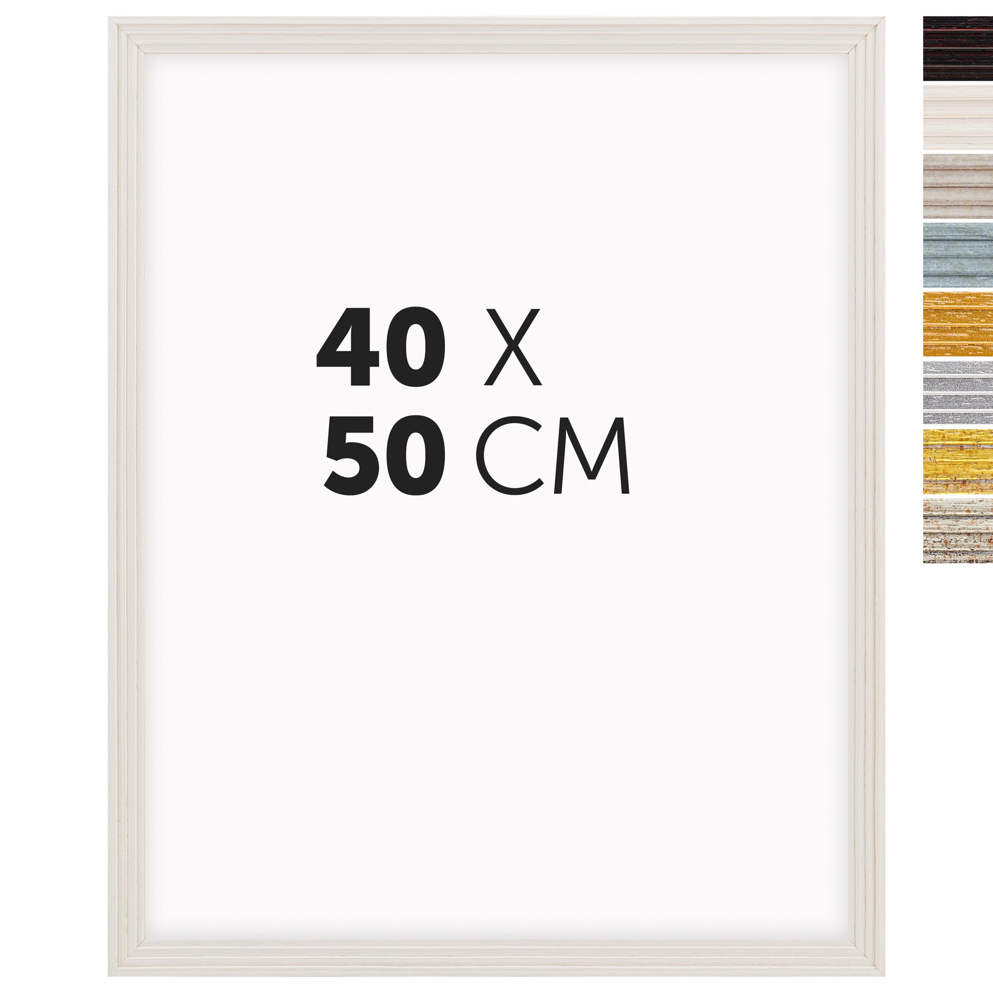 DÖRR Echtholz-Bilderrahmen Aurora in Weiß 40 x 50 cm mit Stufenprofil, mit Darstellung der 8 Farbvarianten