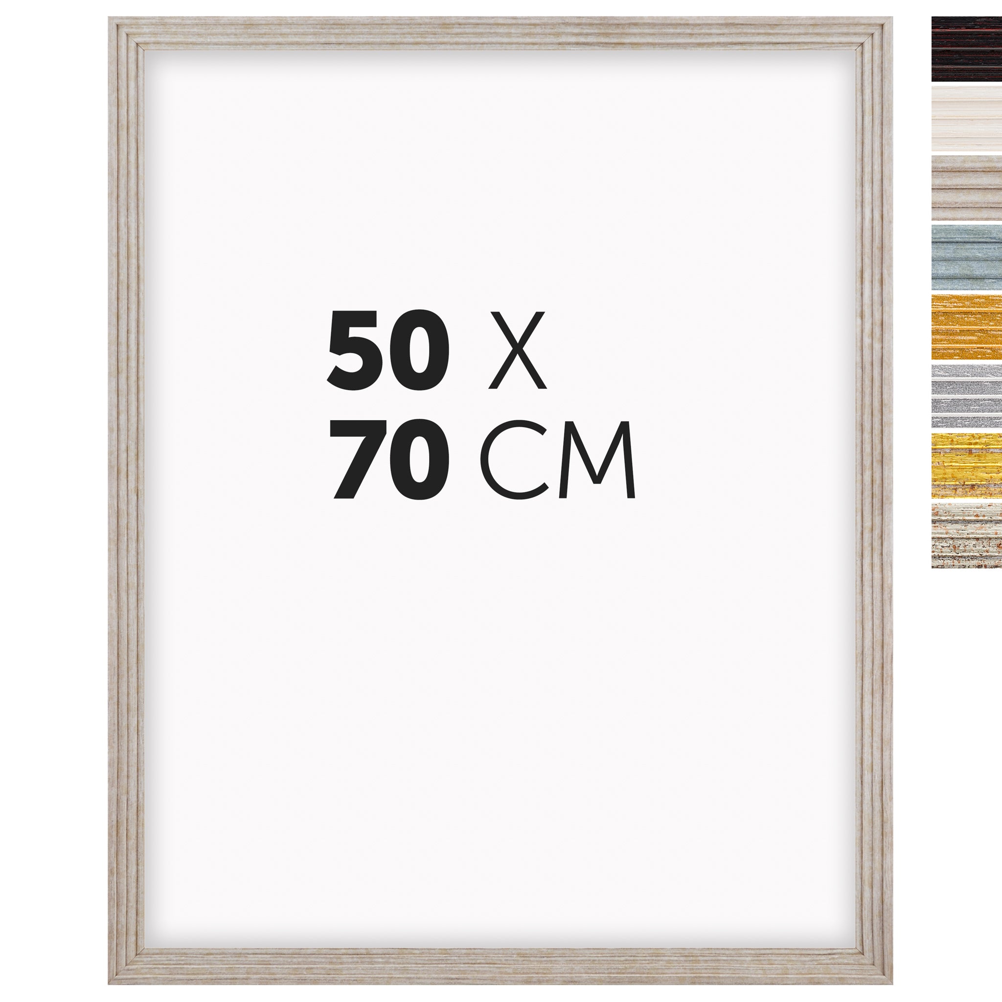 DÖRR Echtholz-Bilderrahmen Aurora in Beige 50 x 70 cm mit Stufenprofil, mit Darstellung der 8 Farbvarianten