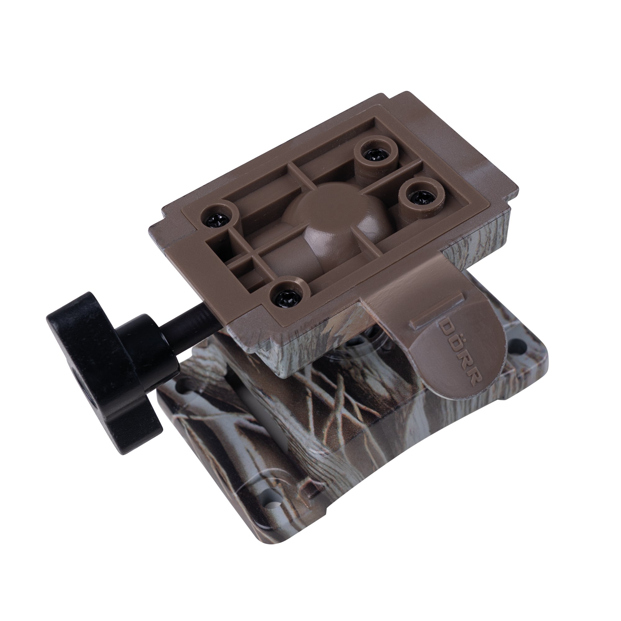 Ansicht von oben auf das DÖRR Wildkamera Haltesystem mit seitlicher Feststellschraube