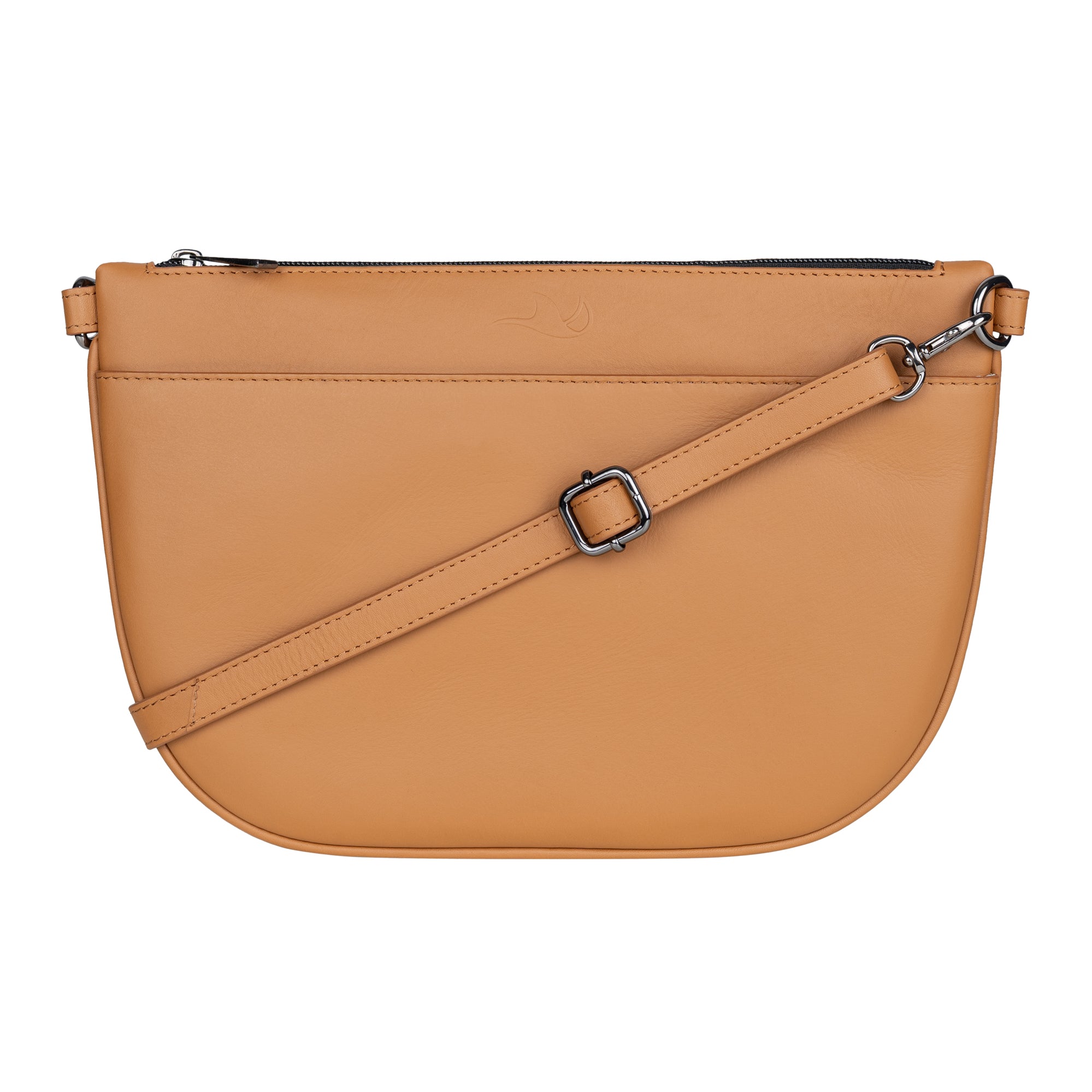 MANTA Echtleder Crossbody Bag - lässige Umhängetasche & Clutch – Camel / medium