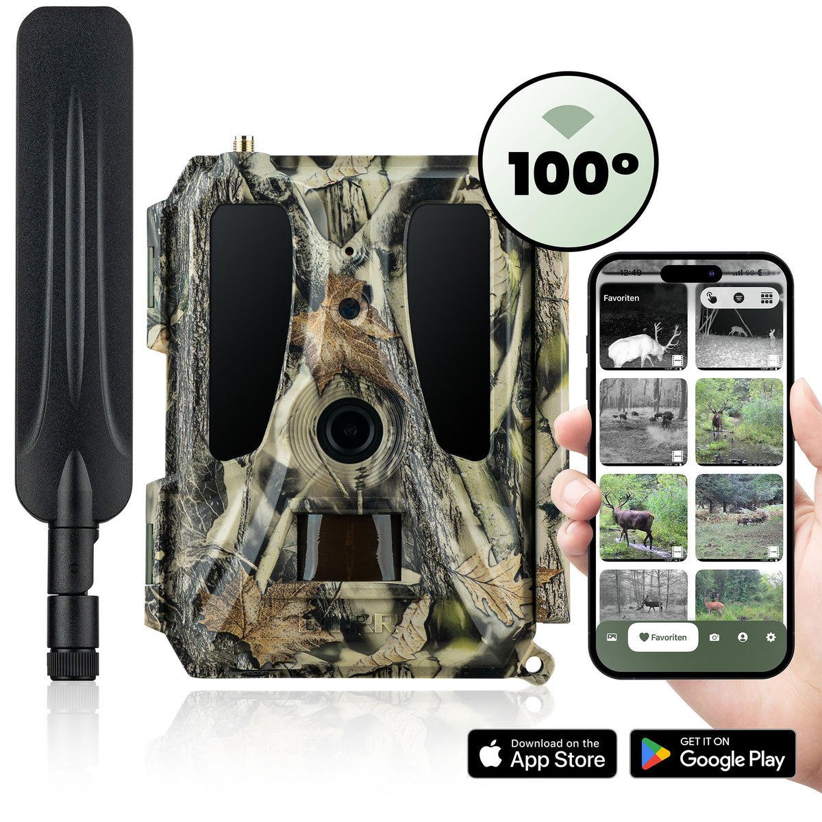 Wildkamera Cloud Pro 4G - Simlockfrei, APP, Akku- & Batteriebetrieb – Weitwinkel 100° / Einzeln