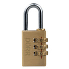 DÖRR Zahlenschloss aus Messing mit 3-stelliger Zahlenkombination, kompakte Bauform in Frontansicht.