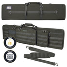 DÖRR ProTac Langwaffentasche oliv mit MOLLE-System, Außentaschen und Schultergurt, Vorder- und Rückansicht der taktischen Gewehrtasche