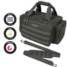 DÖRR ProTac Waffentasche oliv mit MOLLE-System, Außentaschen, Schultergurt und abschließbaren Reißverschlüssen, taktische Kurzwaffentasche in Schrägansicht