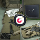 DÖRR ProTac Waffentasche oliv, Detailansicht der integrierten magnetischen Ablagematte für Kleinteile und Werkzeuge