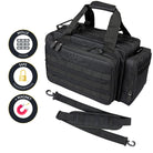 DÖRR ProTac Waffentasche schwarz mit MOLLE-System, Außentaschen, Schultergurt und abschließbaren Reißverschlüssen, taktische Kurzwaffentasche in Schrägansicht