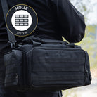 DÖRR ProTac Waffentasche schwarz mit MOLLE-System und Außentaschen, taktische Kurzwaffentasche im Outdoor-Einsatz getragen getragen