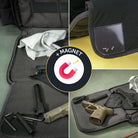 DÖRR ProTac Waffentasche schwarz, Detailansicht der integrierten magnetischen Ablagematte für Kleinteile und Werkzeuge