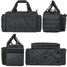 DÖRR ProTac Waffentasche schwarz mit MOLLE-System, Rück-, Seiten- und Unteransicht der taktischen Kurzwaffentasche mit Gummischutzpads an der Unterseite