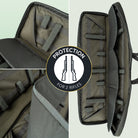 DÖRR ProTac Doppel-Gewehrtasche oliv mit zwei gepolsterten Innenabteilen, Detailansicht der Trennwand und Fixiergurte für zwei Gewehre