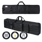 DÖRR ProTac Doppel-Gewehrtasche schwarz mit MOLLE-System, Außentaschen und Tragegriff, Vorder- und Rückansicht der taktischen Langwaffentasche