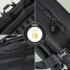 DÖRR ProTac Doppel-Gewehrtasche schwarz mit MOLLE-System, Detailansicht der abschließbaren Reißverschlüsse und des gepolsterten Innenraums