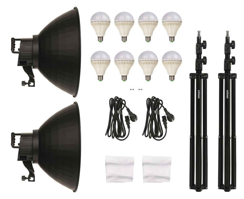 LED Dauerlicht DL-400 – 2 Stück - á 4x10W Birnen