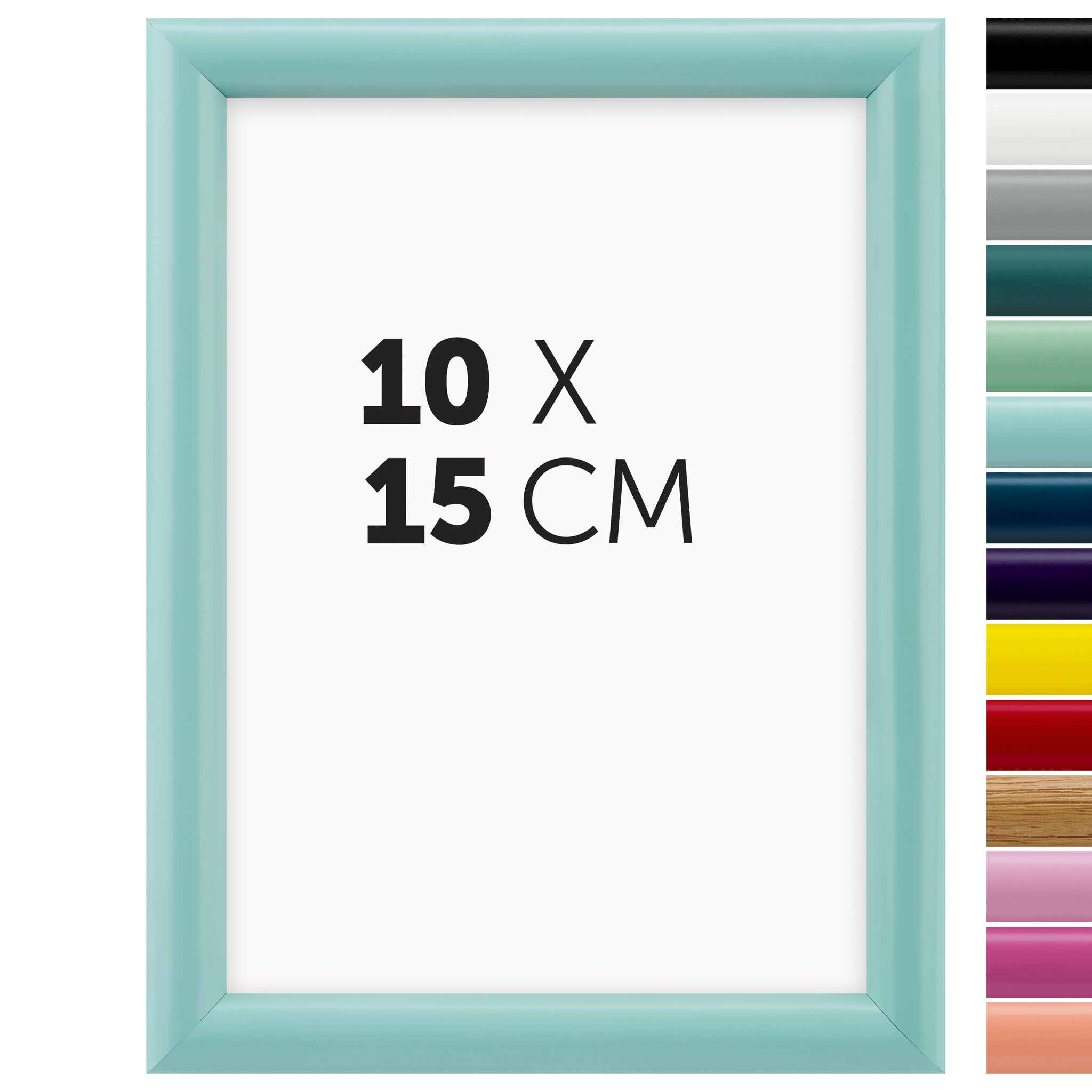 DÖRR Holz-Bilderrahmen Aqua mintgrün für 10 x 15 cm, geradlinige, moderne Leiste mit Übersicht der 14 Farbvarianten