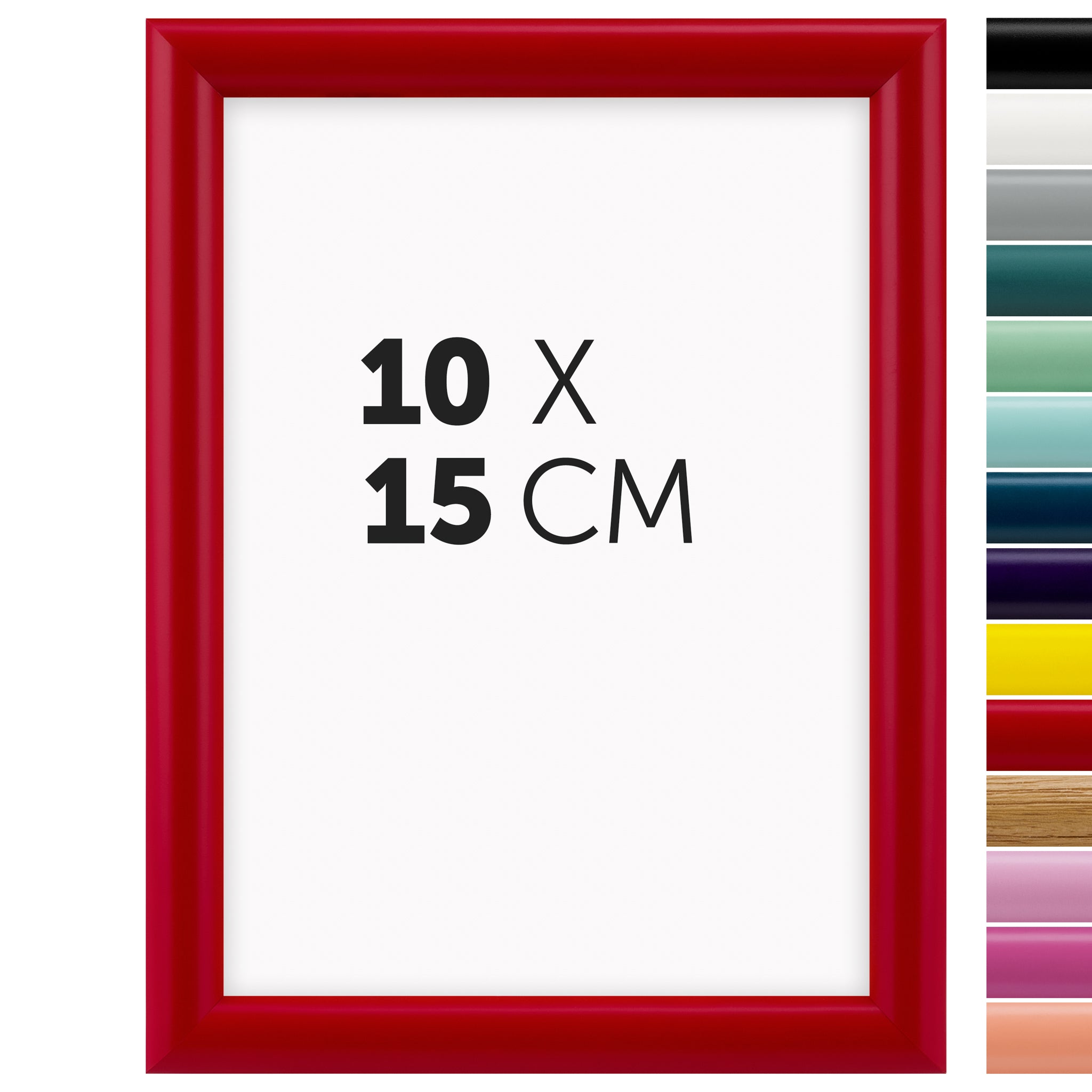 DÖRR Holz-Bilderrahmen Aqua rot für 10 x 15 cm, geradlinige, moderne Leiste mit Übersicht der 14 Farbvarianten