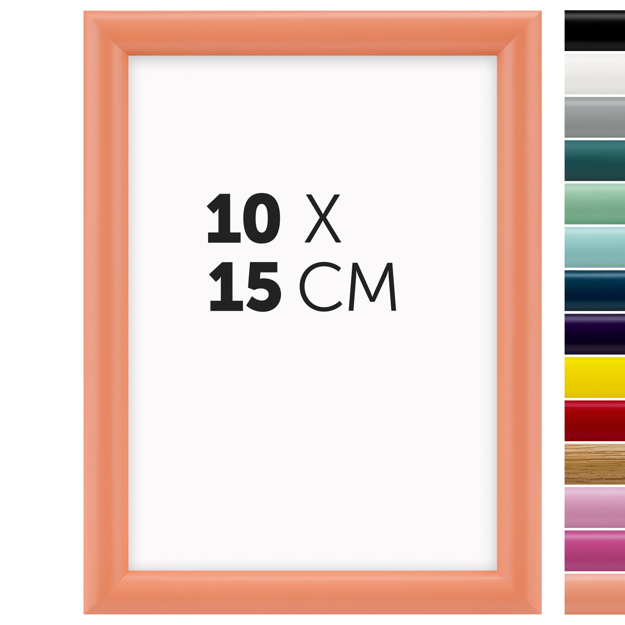DÖRR Holz-Bilderrahmen Aqua peach für 10 x 15 cm, geradlinige, moderne Leiste mit Übersicht der 14 Farbvarianten