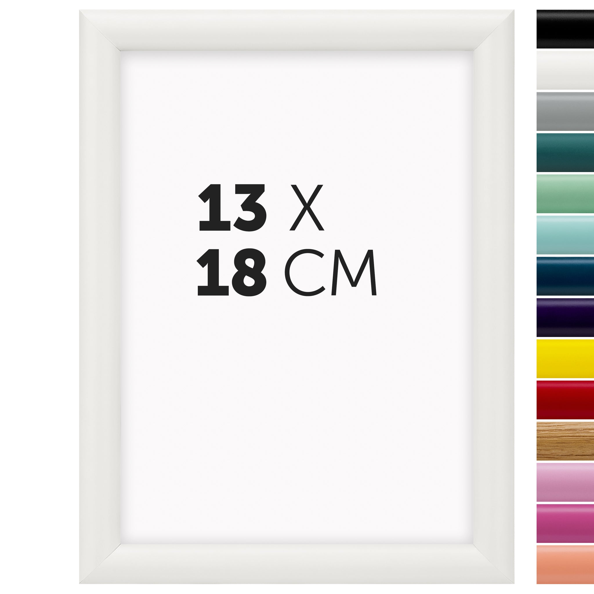 DÖRR Holz-Bilderrahmen Aqua weiß für 13 x 18 cm, geradlinige, moderne Leiste mit Übersicht der 14 Farbvarianten