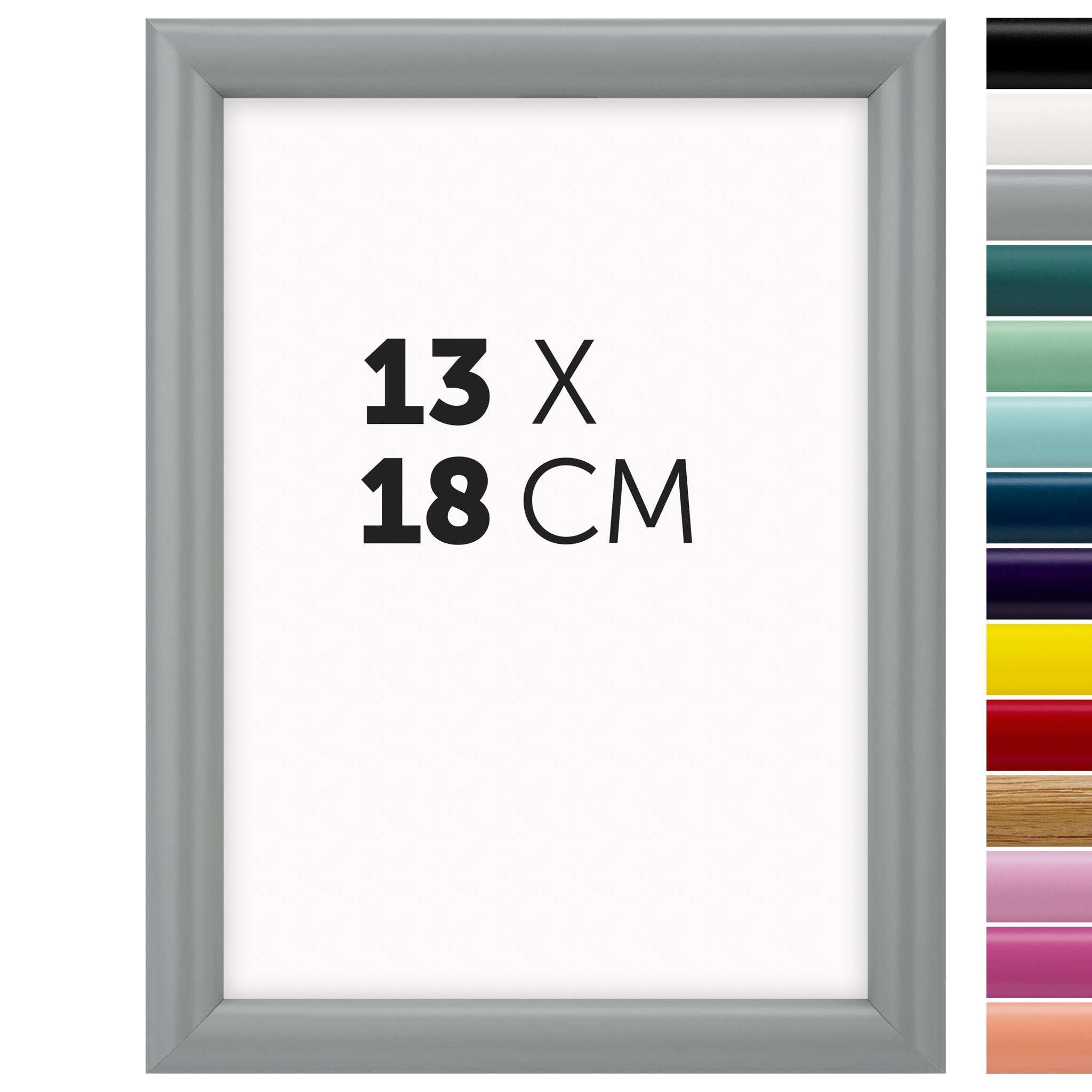 DÖRR Holz-Bilderrahmen Aqua grau für 13 x 18 cm, geradlinige, moderne Leiste mit Übersicht der 14 Farbvarianten